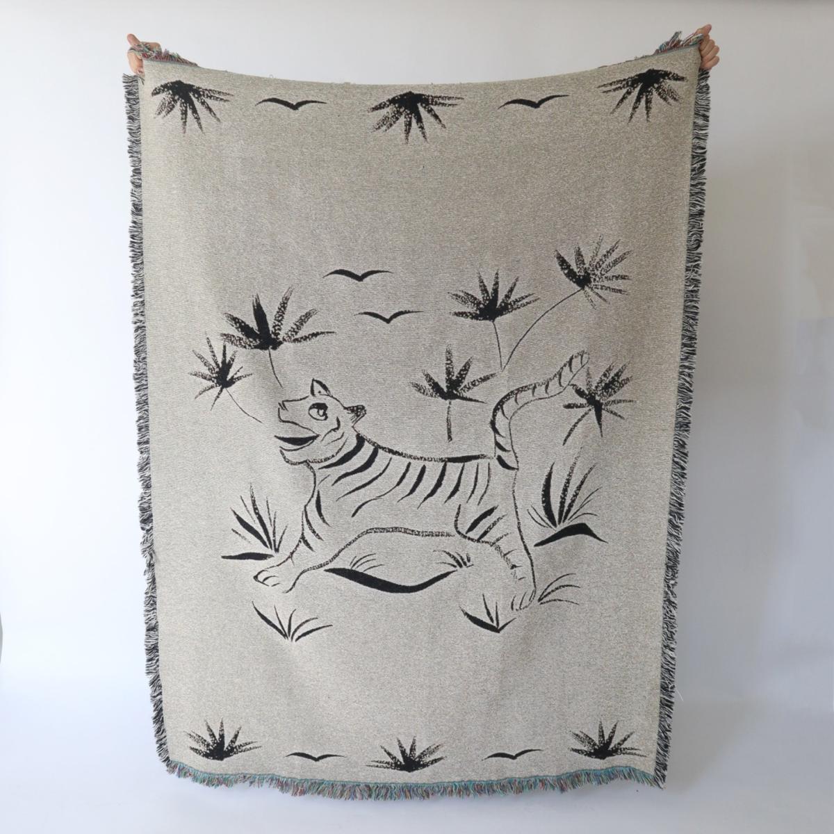 Tiger 02 Recycled Cotton Woven Throw - Grey | One Size | Rosanna Corfe – image 2