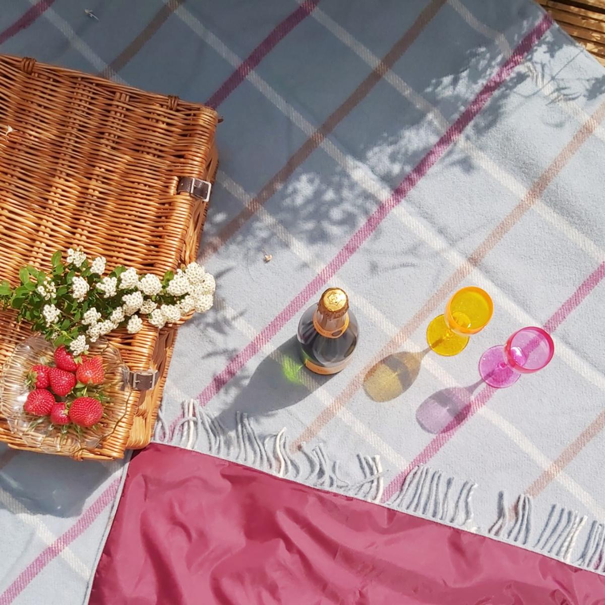 Pure New Wool Picnic Blanket - Duck Egg Checks - Jubilee Edition | Heating & Plumbing London – image 1