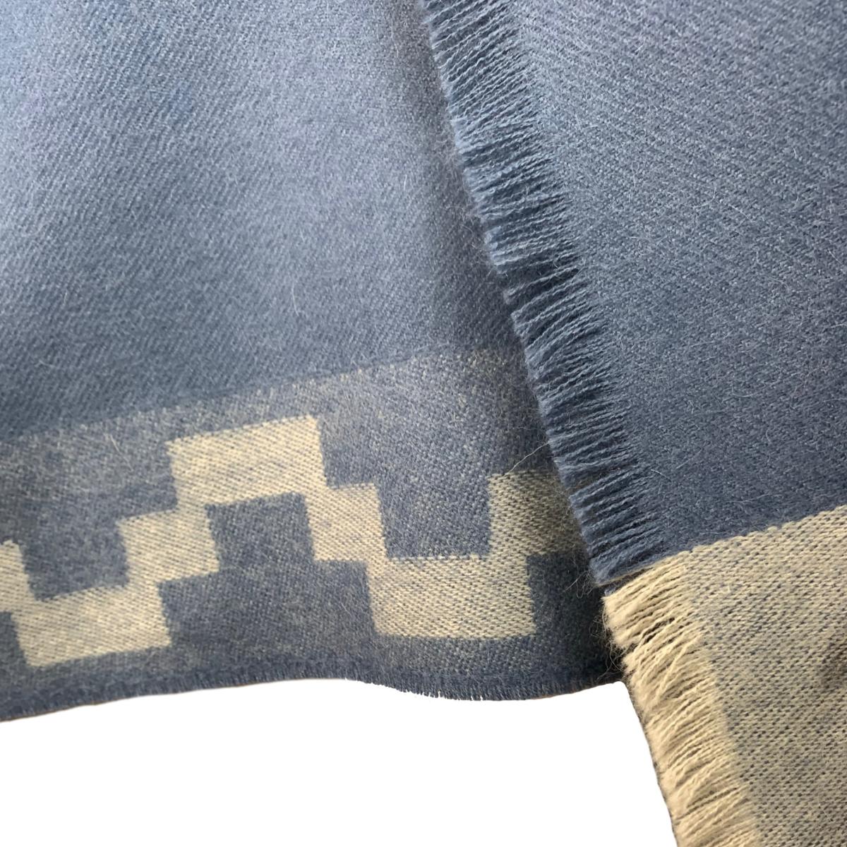Patterned Blue Classic Premium Baby Alpaca Throw Washein – image 3