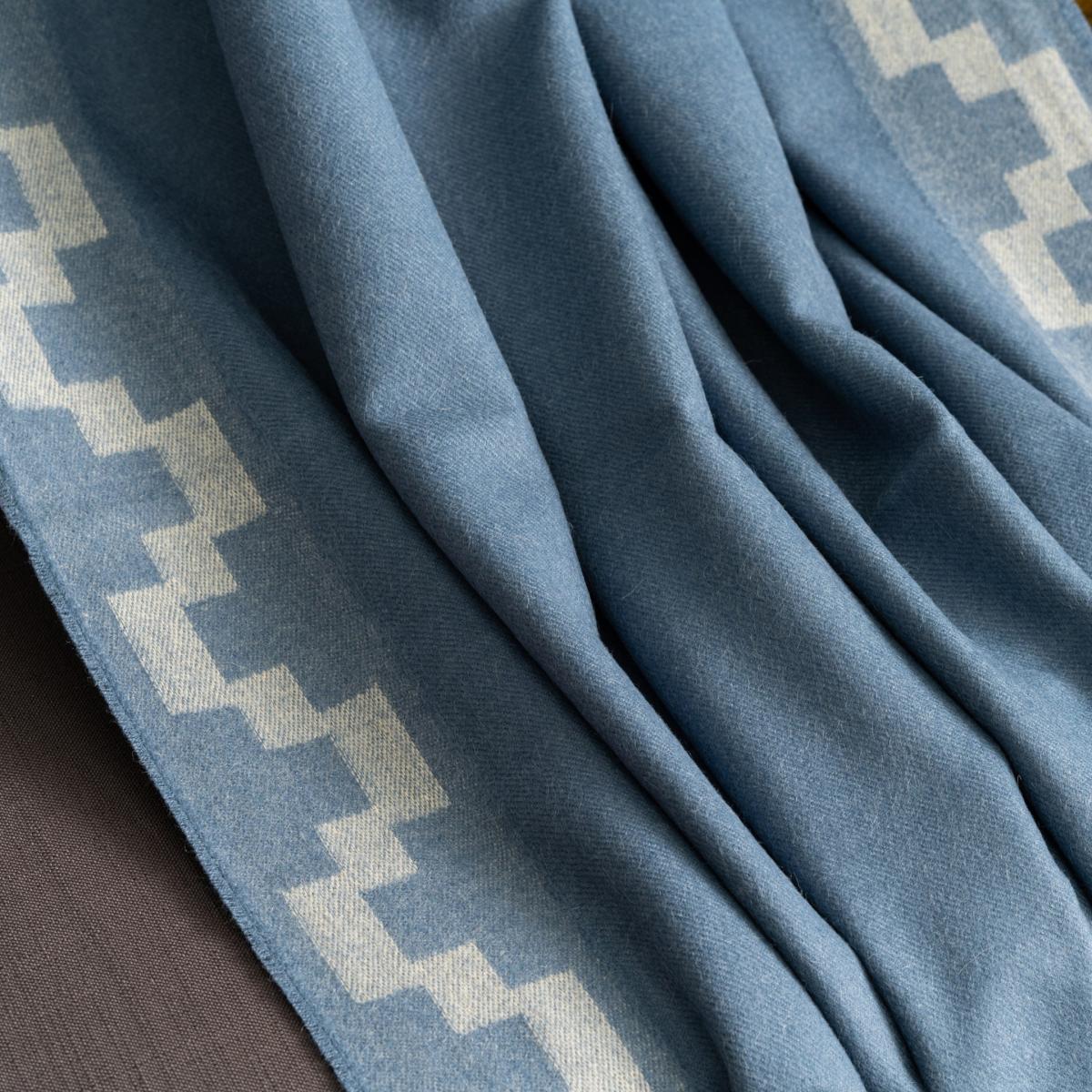 Patterned Blue Classic Premium Baby Alpaca Throw Washein – image 4