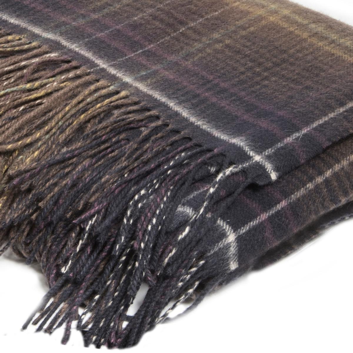 Green / Gold / Blue Cashmere Throw In Dark Purple, Navy And Mustard Plaid | One Size | Eliská – image 4