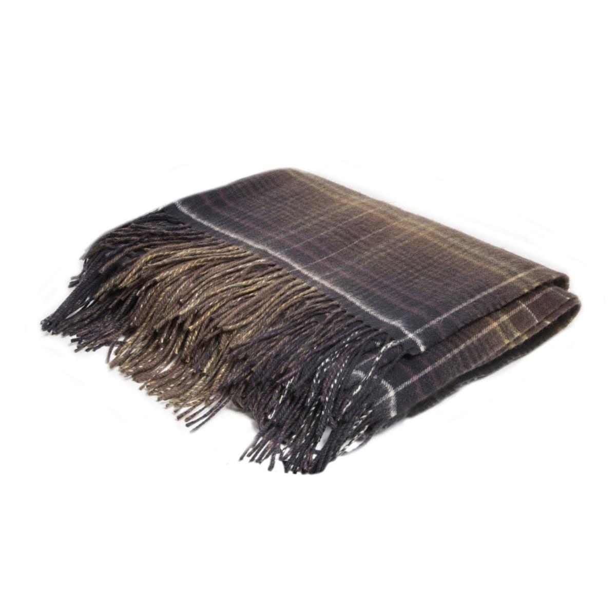 Green / Gold / Blue Cashmere Throw In Dark Purple, Navy And Mustard Plaid | One Size | Eliská – image 5