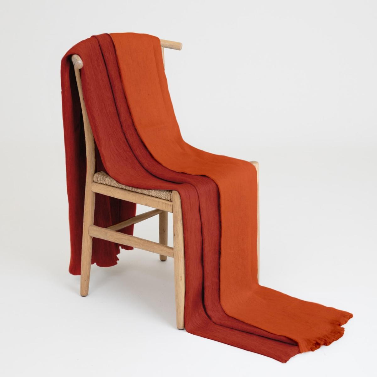 Yellow / Orange Double Plaid/Throw Terracotta & Brick Red Alpaca Wool Alpaca Loca – image 2
