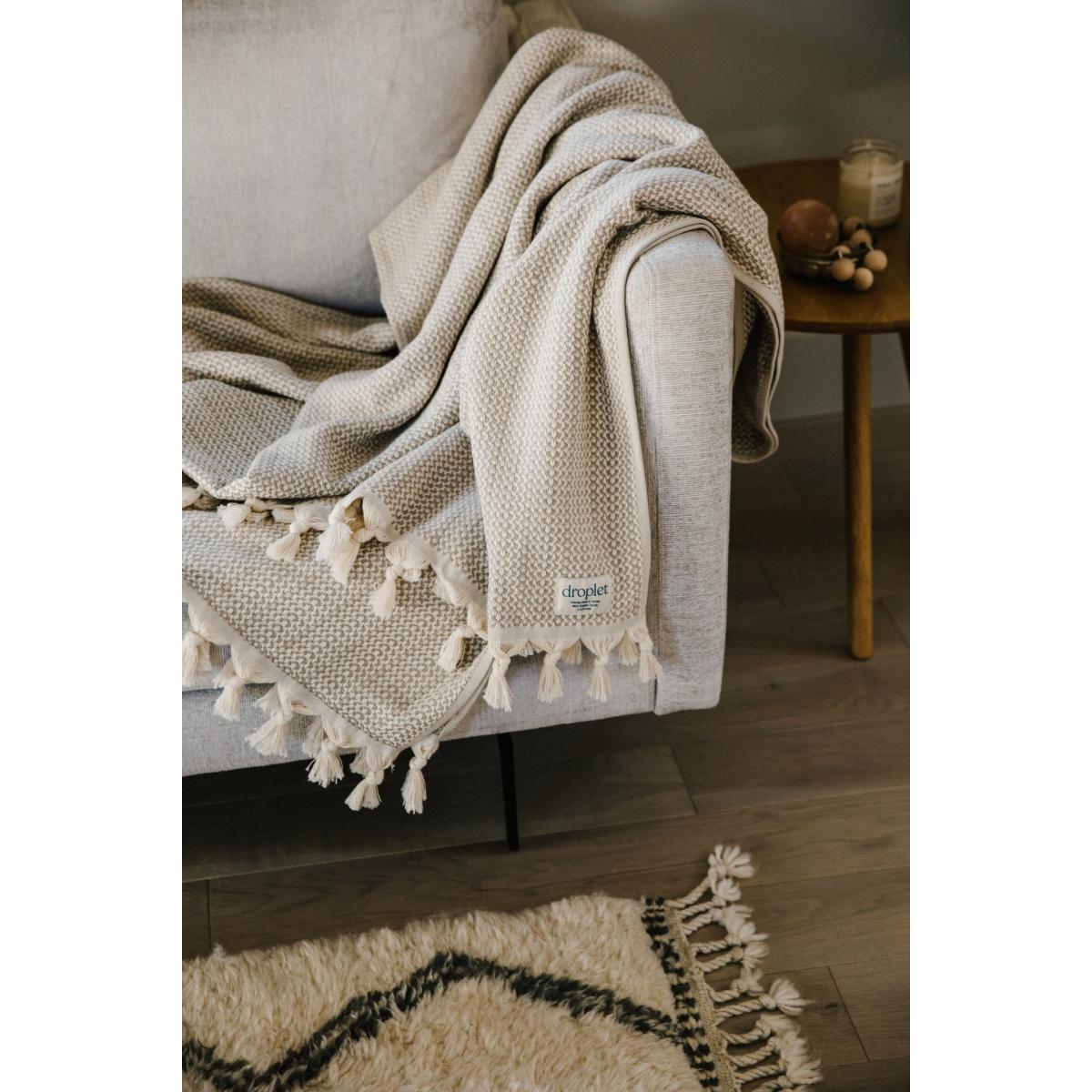 Neutrals Organic Cotton Handwoven Blankets - Earth One Size Droplet Home Goods – image 3