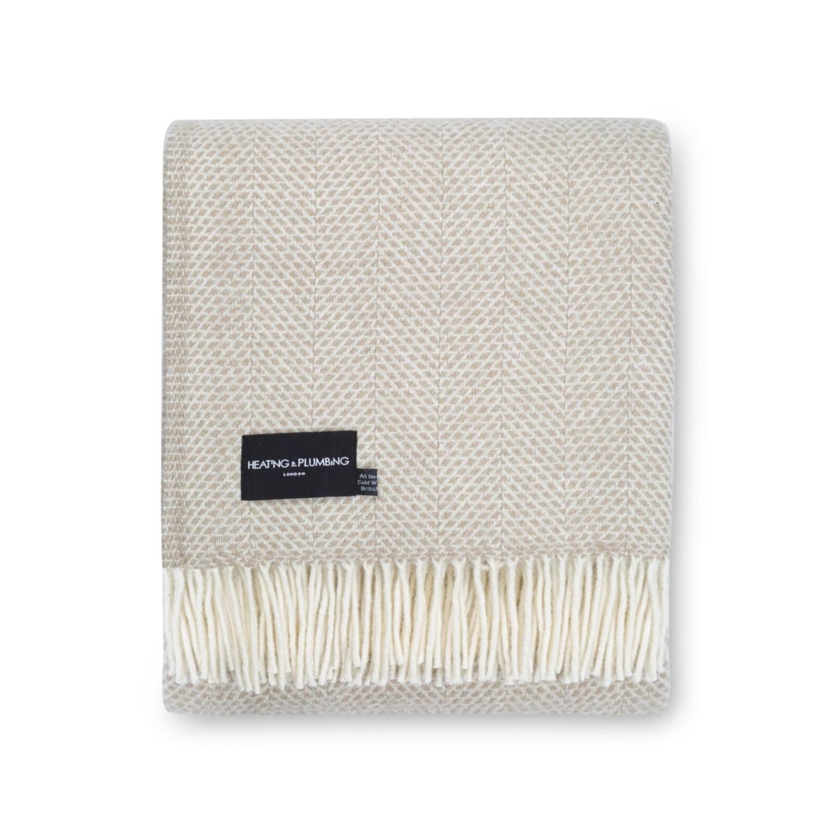 Neutrals Evening Tales Pure New Wool Blanket - Warm Beige | Heating & Plumbing London – image 2