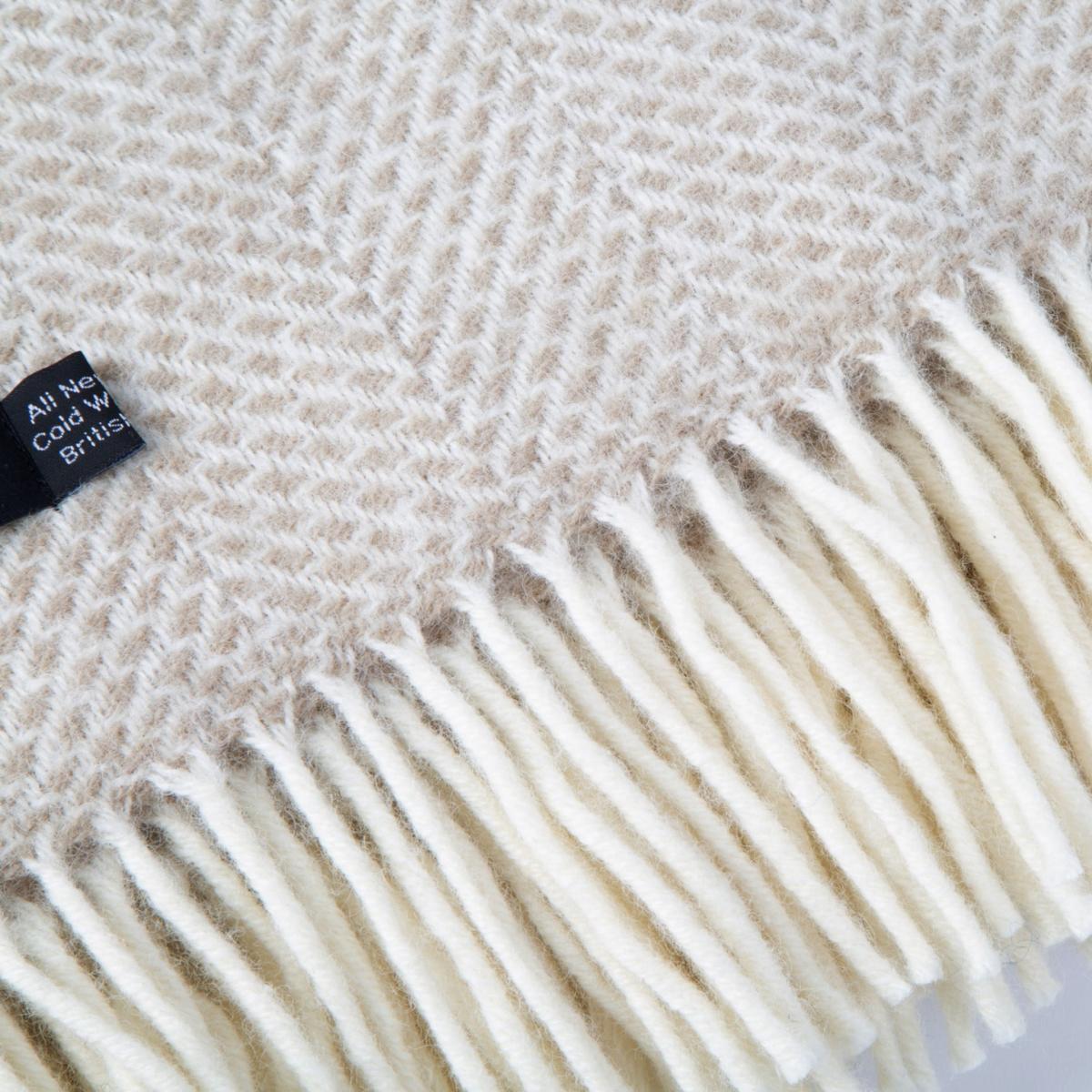 Neutrals Evening Tales Pure New Wool Blanket - Warm Beige | Heating & Plumbing London – image 3