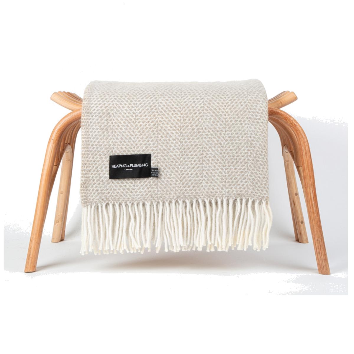 Neutrals Evening Tales Pure New Wool Blanket - Warm Beige | Heating & Plumbing London – image 1