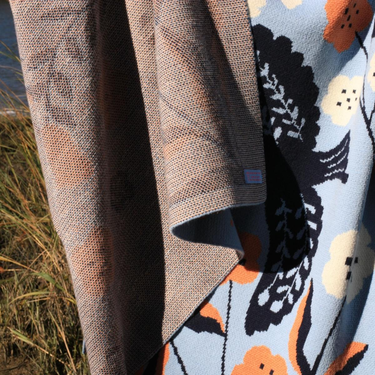 Blue / Brown / White Merino Wool Blue Birds Throw Blanket Jessie Zhao New York – image 11