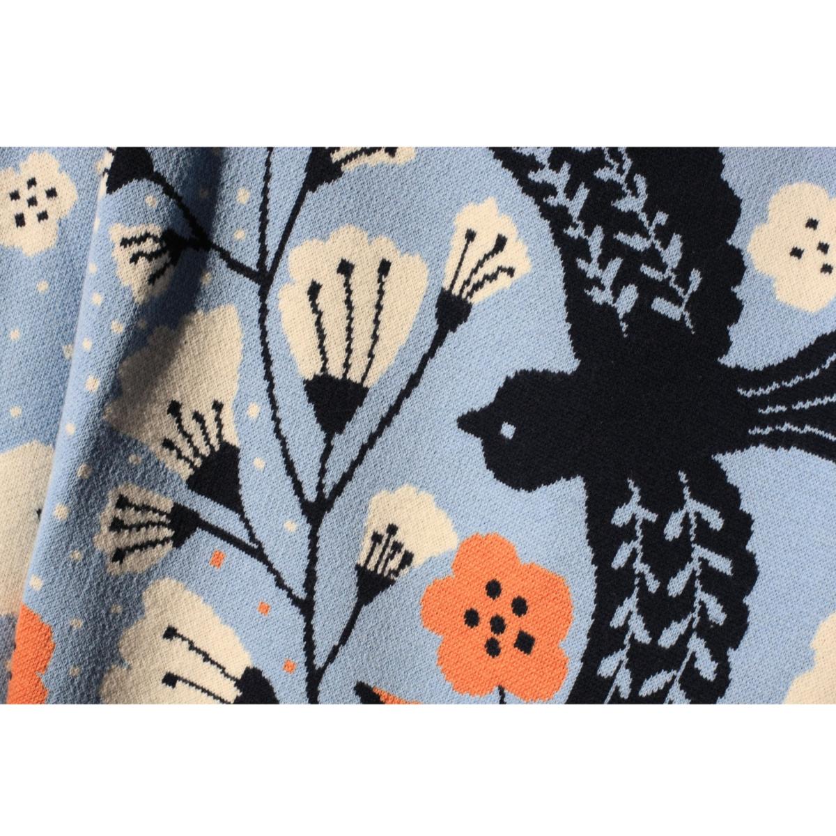 Blue / Brown / White Merino Wool Blue Birds Throw Blanket Jessie Zhao New York – image 9