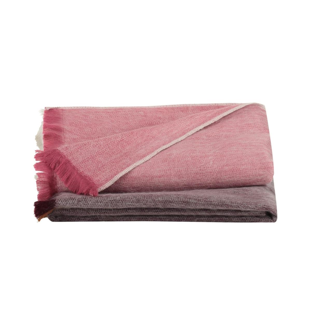 Brown / Pink / Purple Plaid, Throw Striped Wine Red Grape & Naturals - Alpaca Wool | Alpaca Loca – image 2