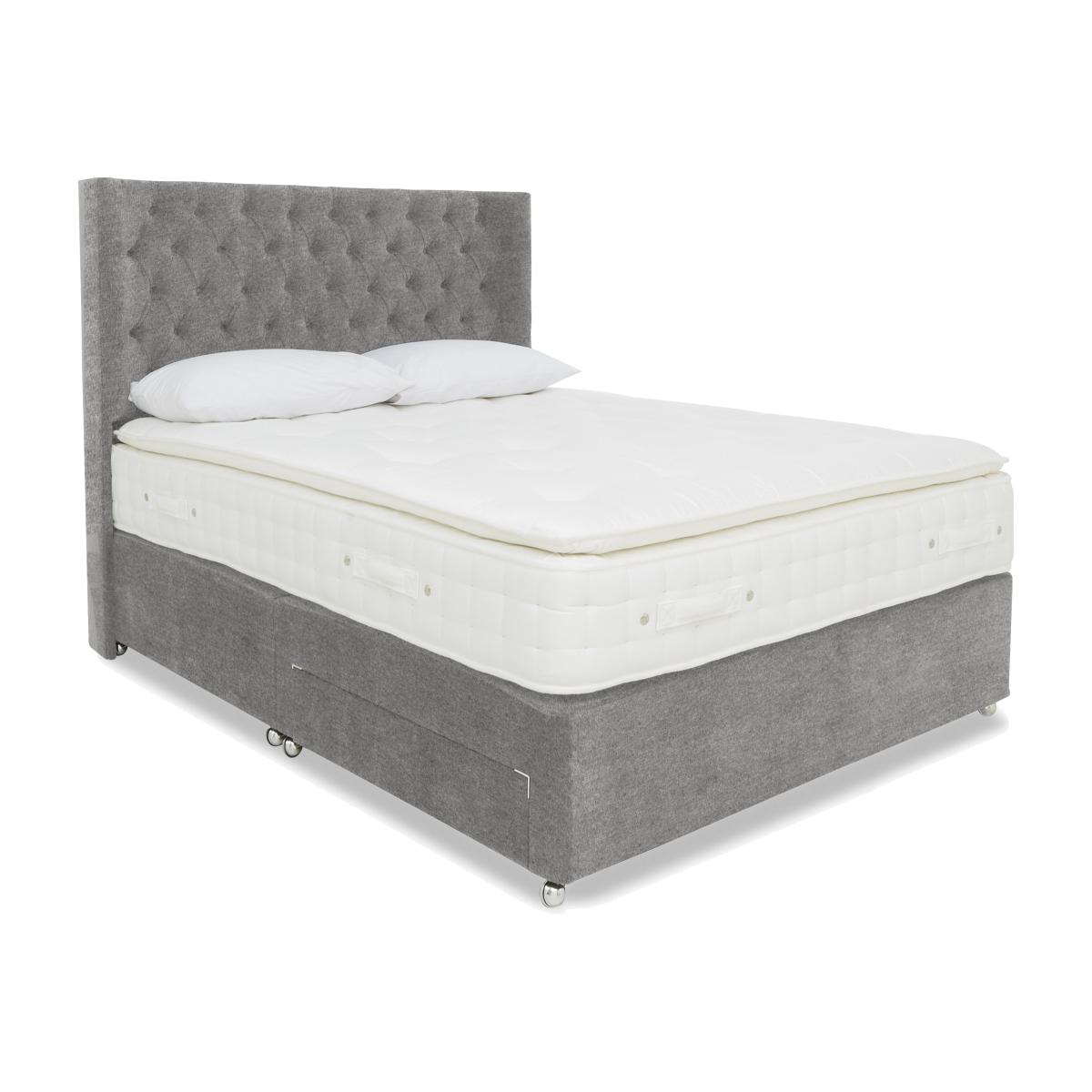 Highgrove - Sanctum Nature 2000 Pillowtop 2 Drawer Divan Set with Harding Headboard - King Size - Pebble Tweed – image 1