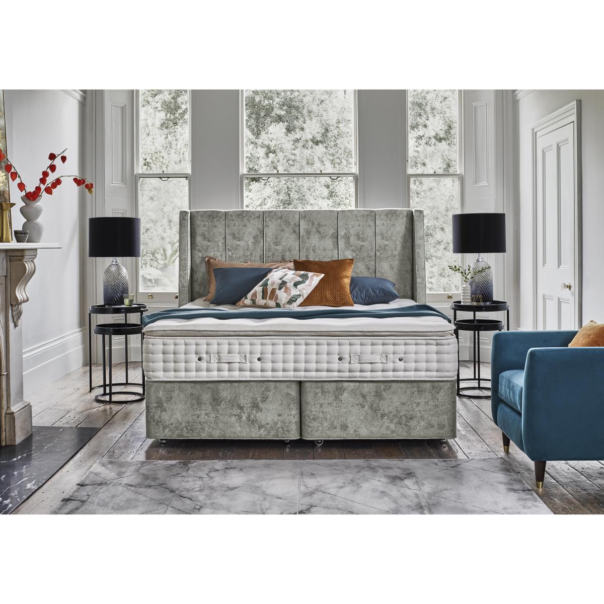 Hypnos - Bespoke Monarch Medium Divan Set with 2 Drawers - King Size - Daytona Silver – image 2