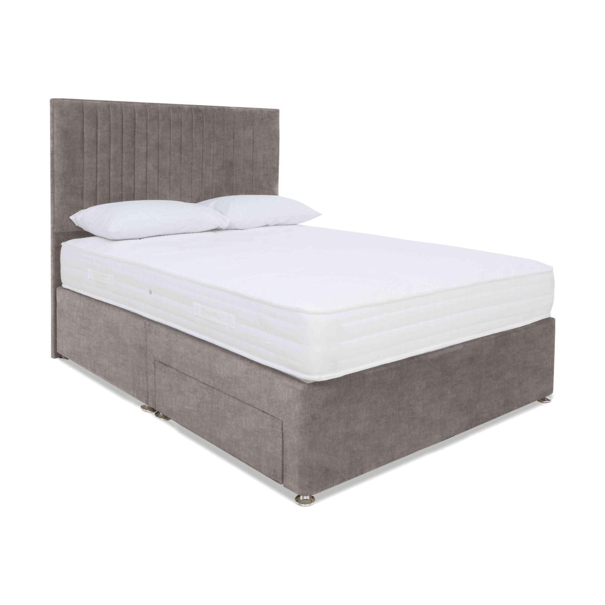 Sleep Story - Firm Gel Divan Set with End Drawers - King Size - Linoso Dove – image 1