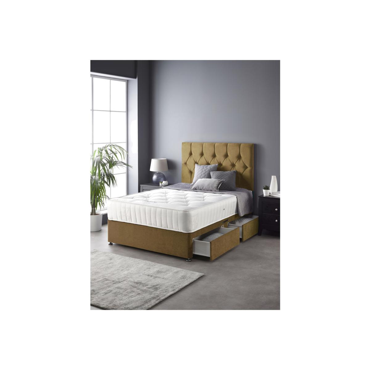 Catherine Lansfield Boutique Divan Bed with 2 Drawers and Ortho Pocket Mattress in Ochre - King Size – image 1