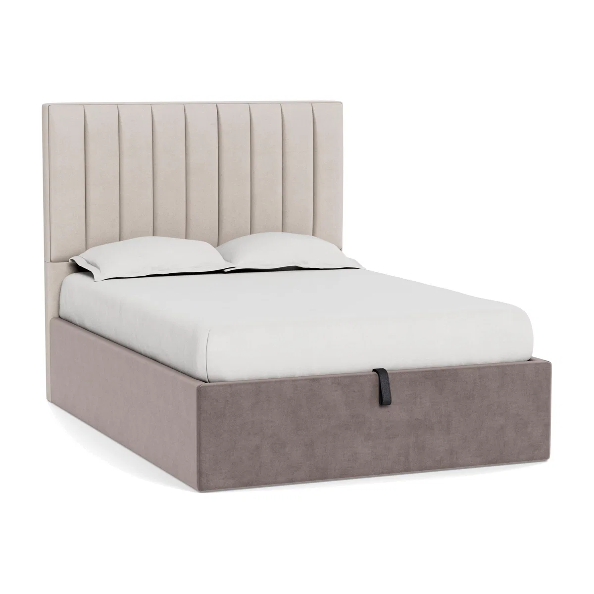 Heal's Storage Divan King Smart Luxe Velvet Mushroom Natural Feet - Heal's UK Bedroom Furniture – image 1