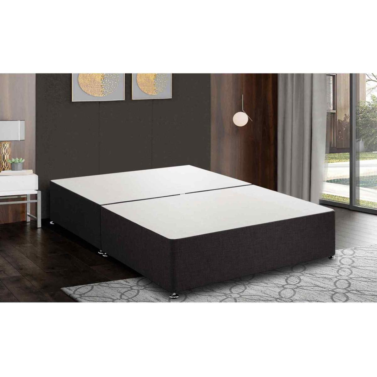 Amara Divan Base Only - Plush Fabric, 2 Drawers Right Side - Black / King – image 2