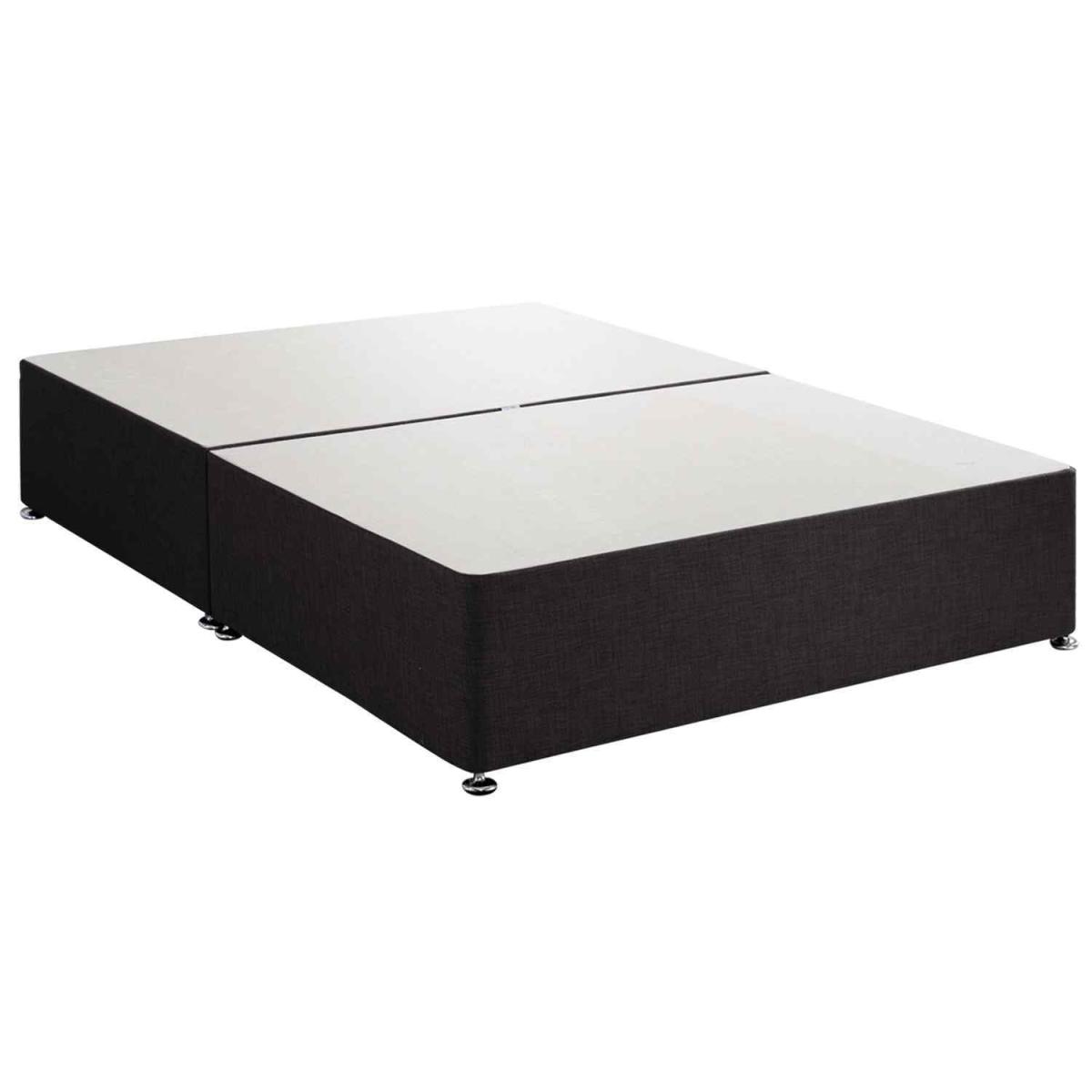 Amara Divan Base Only - Plush Fabric, 2 Drawers Right Side - Black / King – image 3