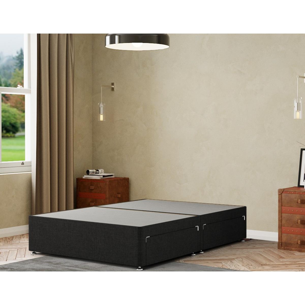 Simple Divan Base 2 Drawers Linen - Black / King – image 2