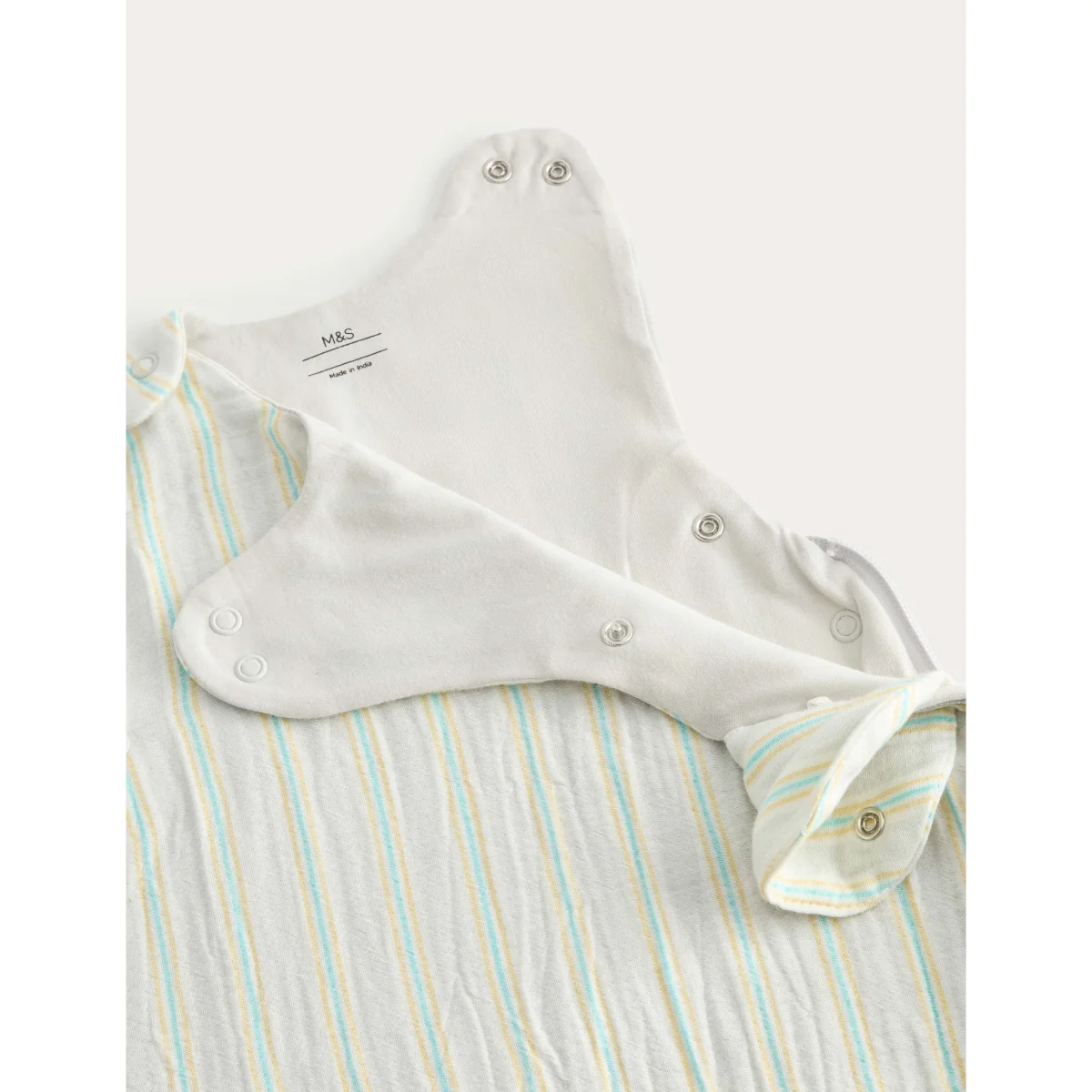 M&S Pure Cotton 1 Tog Striped Sleeping Bag (0-3 Yrs) Light Duck Egg – image 2