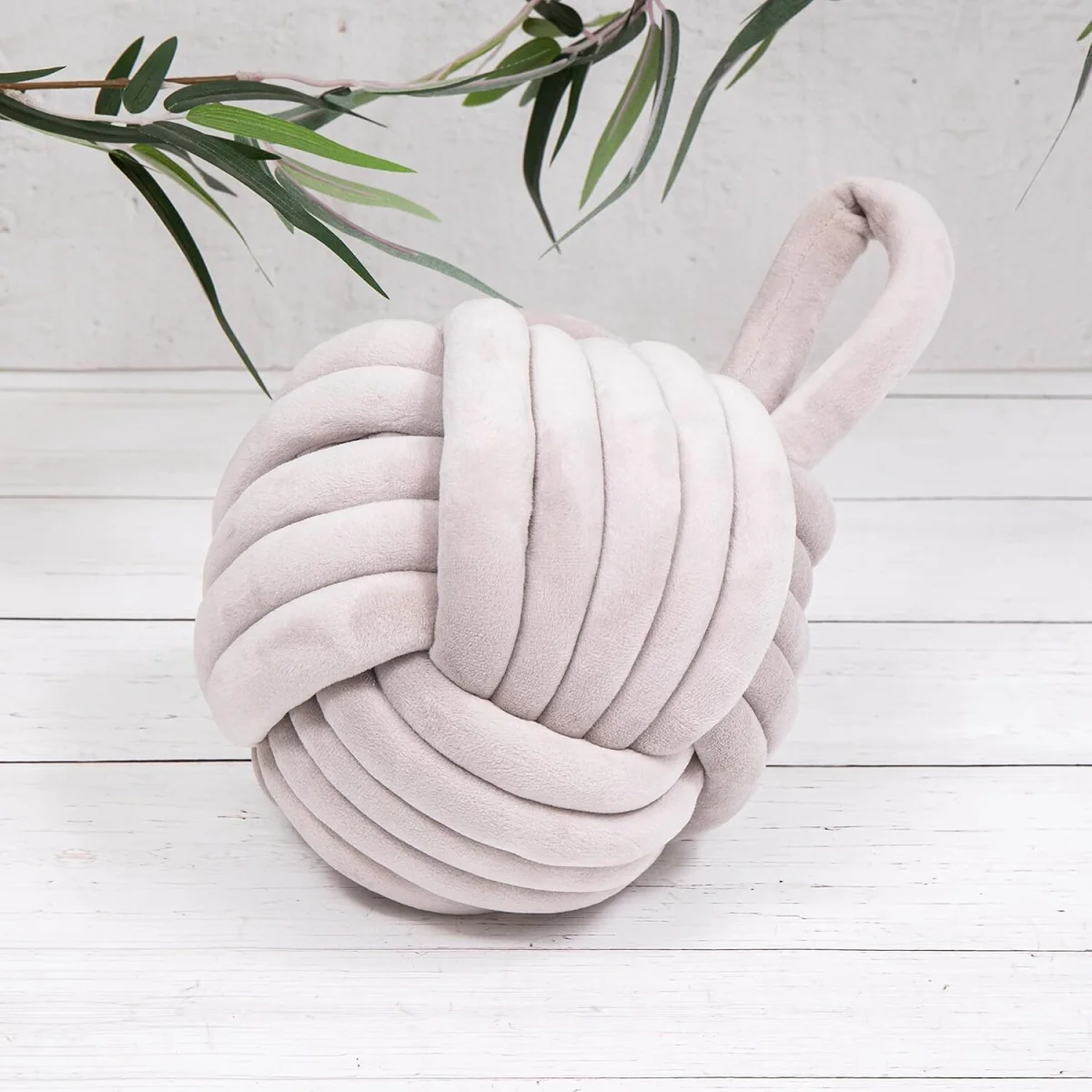 Grey Velvet Knot Doorstop - Grey