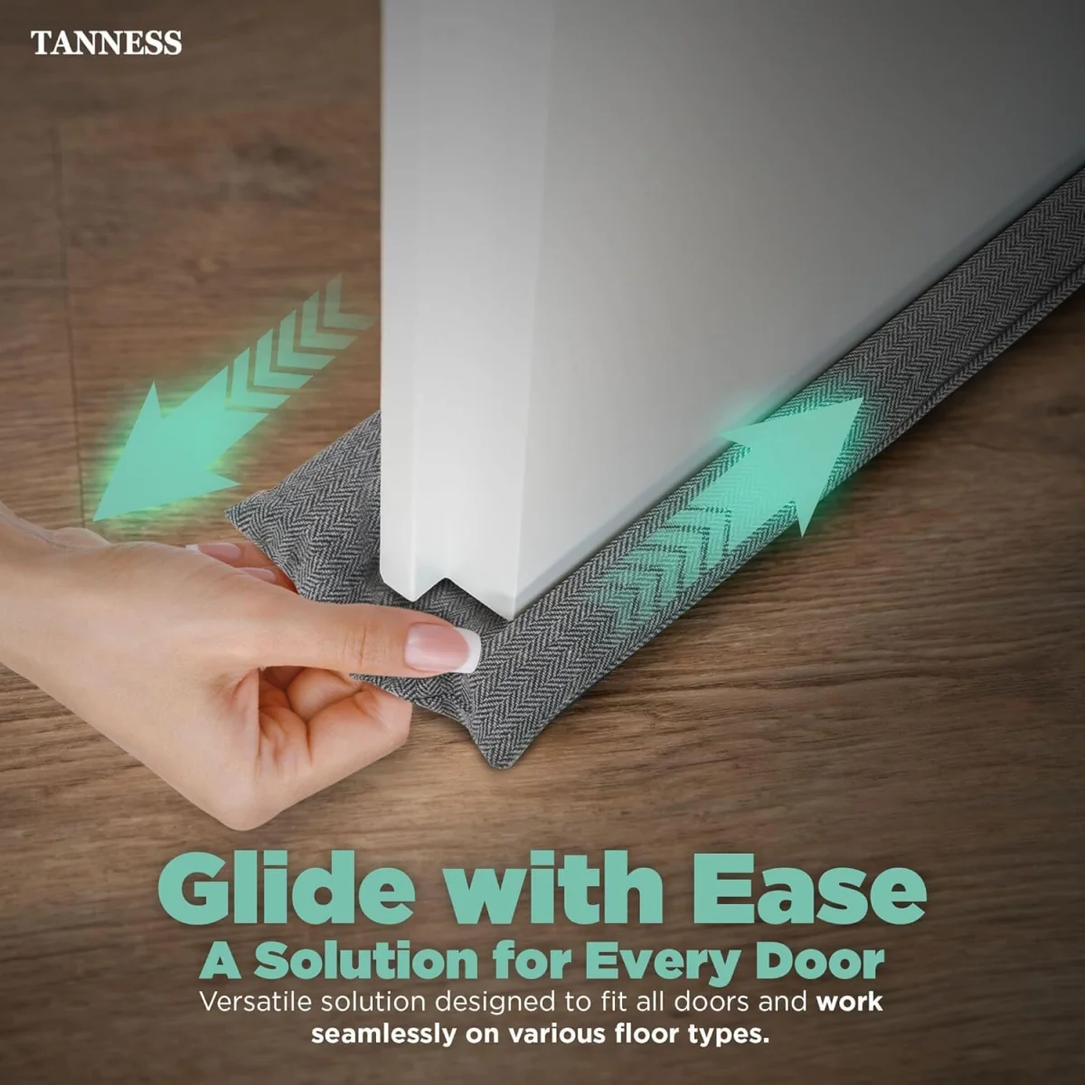 Tanness Double Sided Door Draft Excluder 70-90cm - Black - Black – image 3