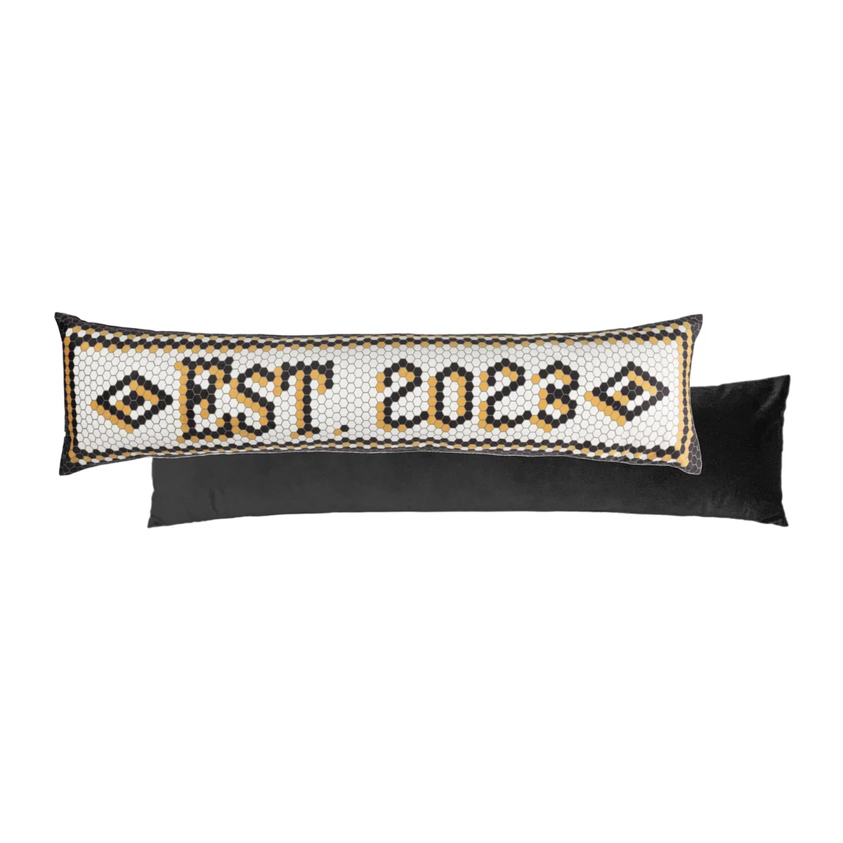Abstract Velvet Draught Excluder - White/Black