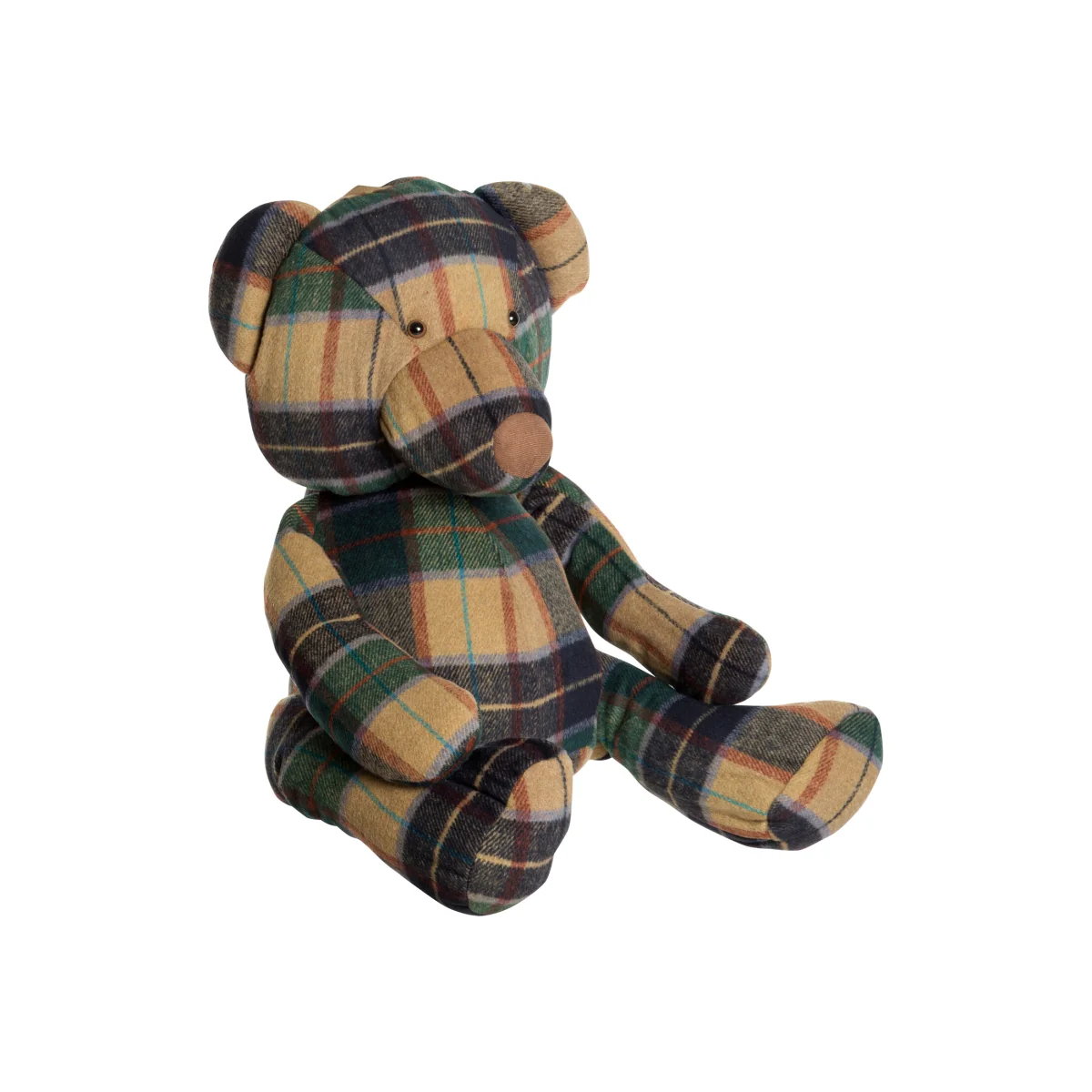 Bute Large Green Check Tartan Bear Door Stop - Green