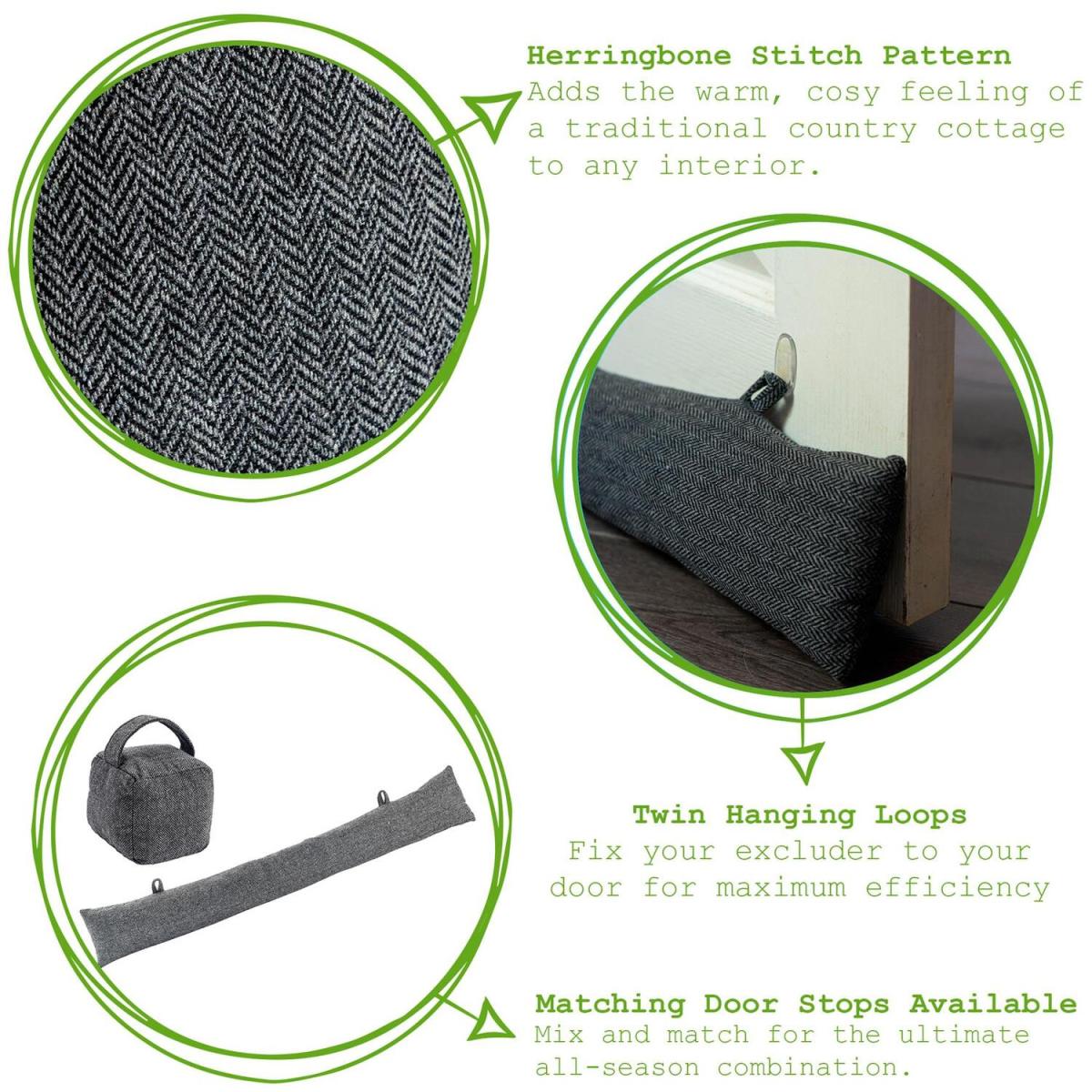 78.5cm Herringbone Draught Excluders Pack of 2 - Grey – image 4