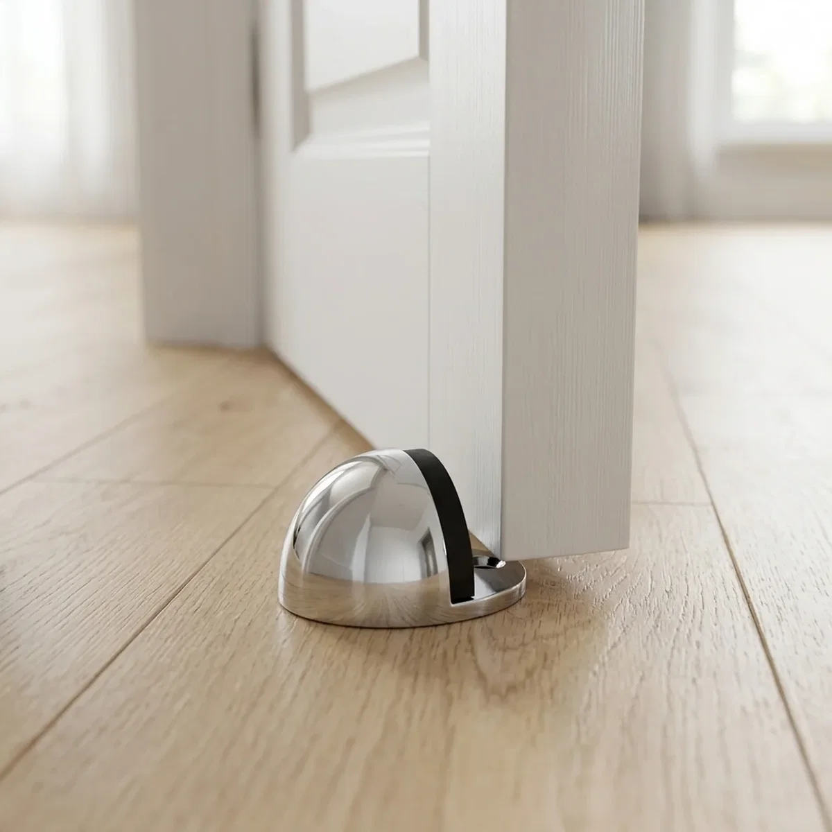 Oval Floor Mounted Door Stop - Polished Chrome - Pack of 10 - Black / 100.0g – image 3