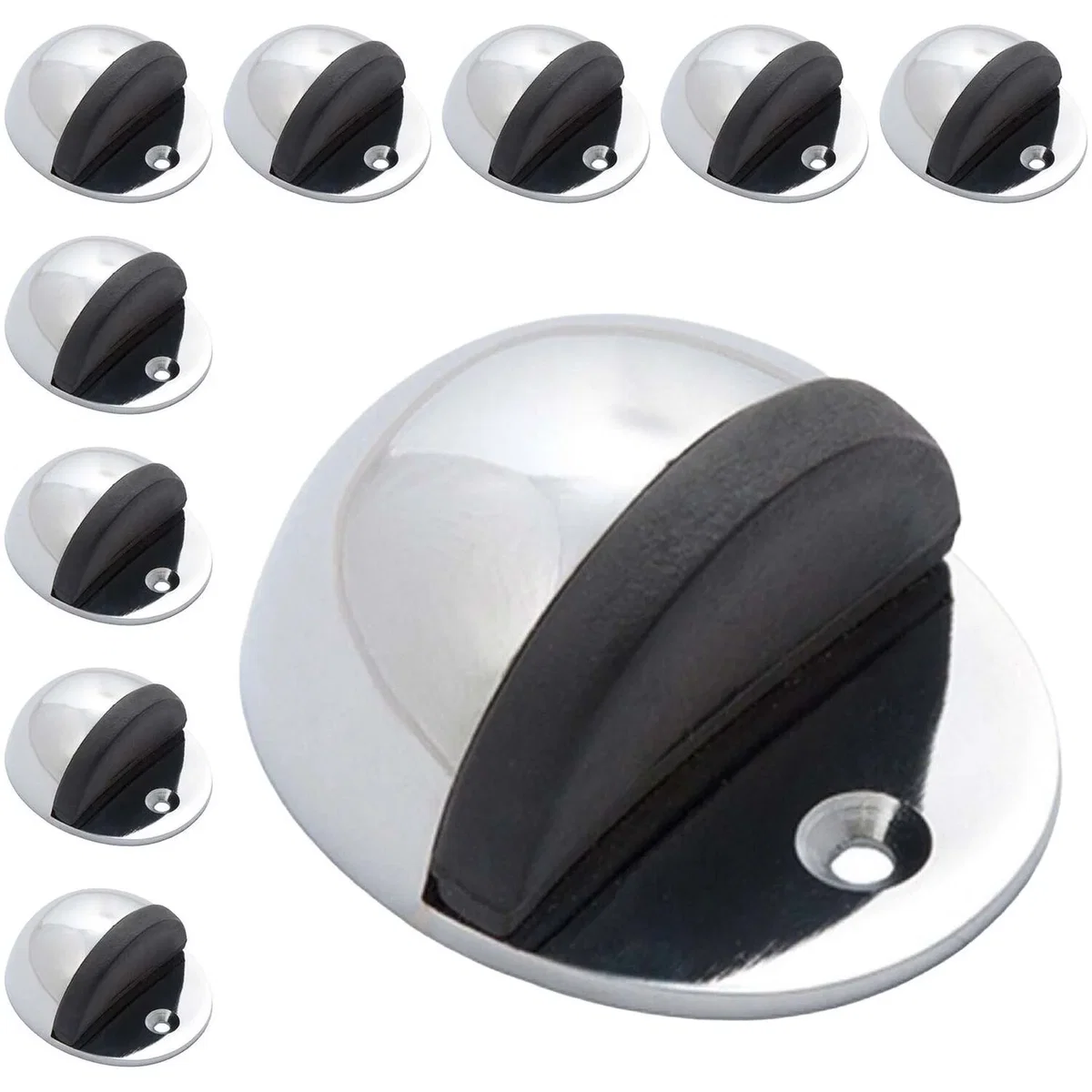 Oval Floor Mounted Door Stop - Polished Chrome - Pack of 10 - Black / 100.0g – image 7
