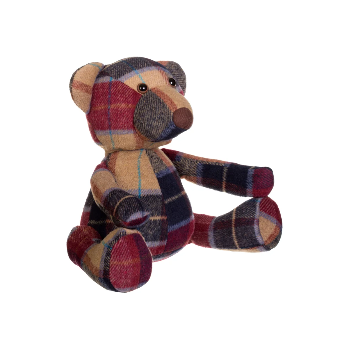 Bute Large Maroon Check Tartan Bear Door Stop - Red