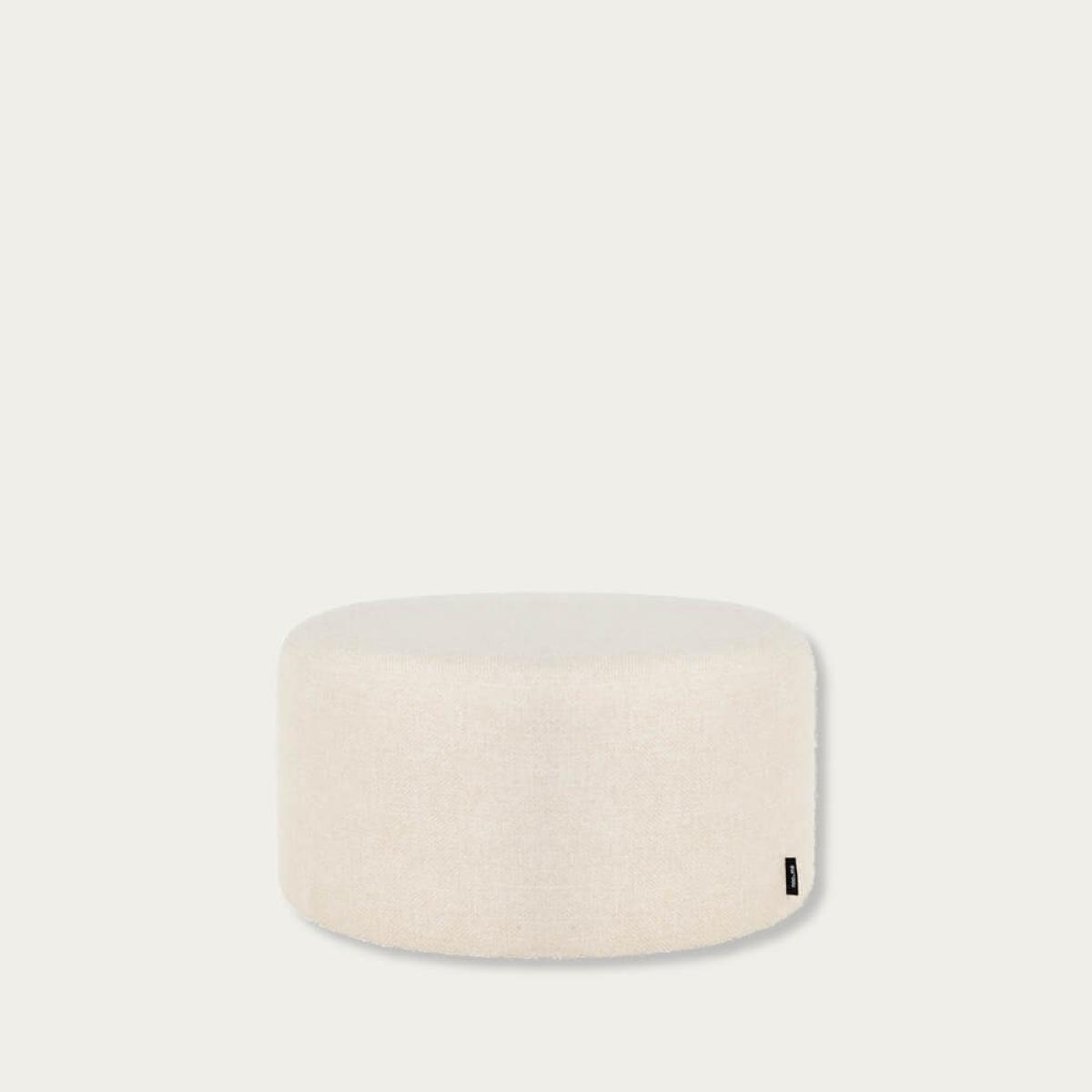 Cream Beige Short Folk Pouf