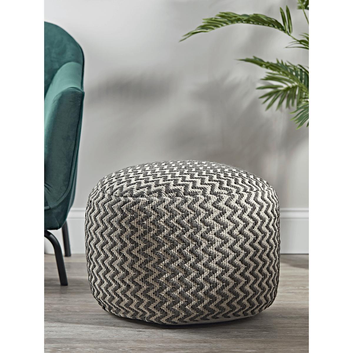 Grey Chevron Pouffe – image 1