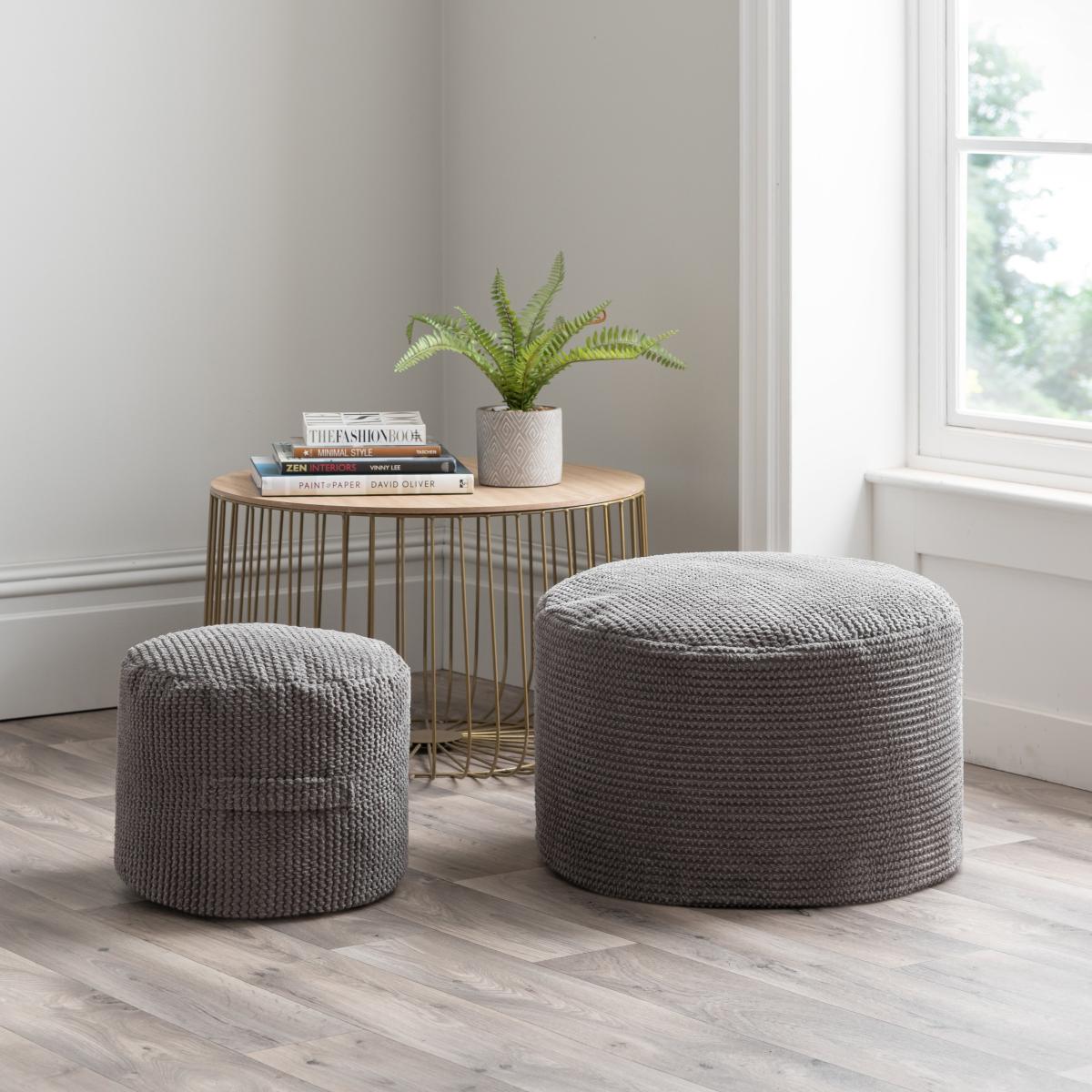 Kid's Jenson Charcoal Waffle Pouffe Charcoal/White – image 5