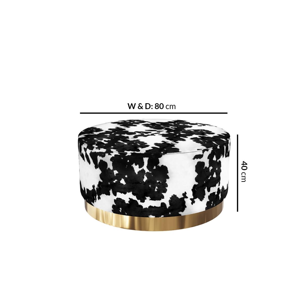 Felicity Large Round Velvet Pouffe in Cow Print – image 3