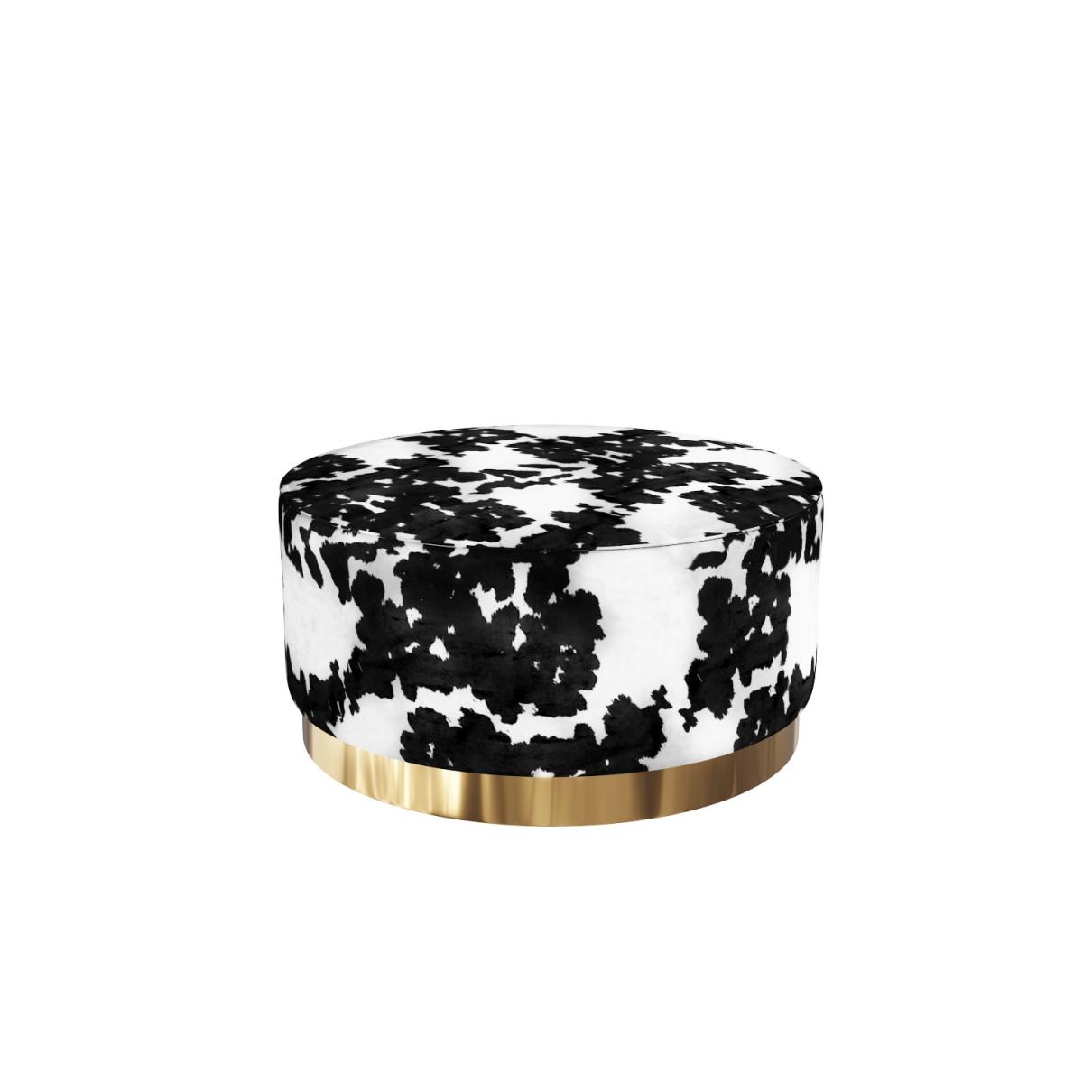 Felicity Large Round Velvet Pouffe in Cow Print – image 4