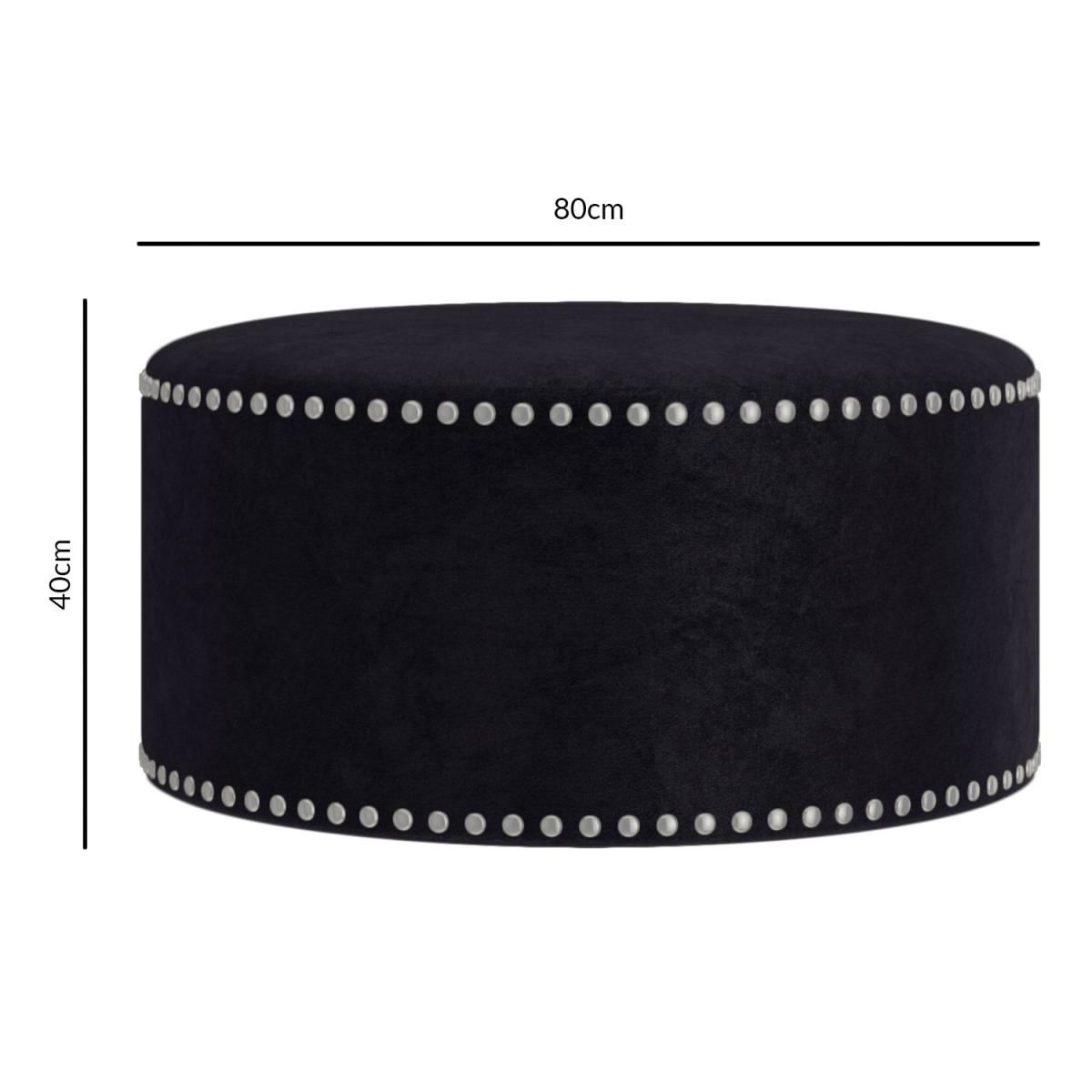Large Black Velvet Pouffe with Studded Detail - Safina – image 3