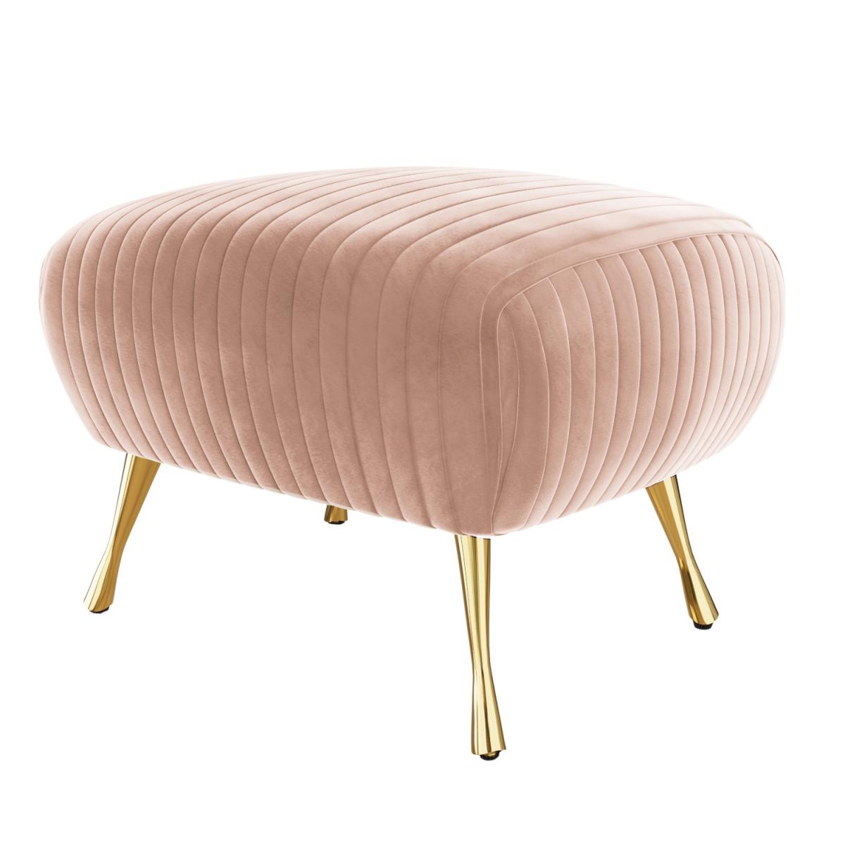 Baby Pink Velvet Pouffe Stool with Pleated Detail - Elle – image 2