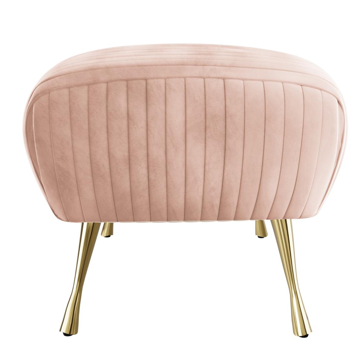 Baby Pink Velvet Pouffe Stool with Pleated Detail - Elle – image 3