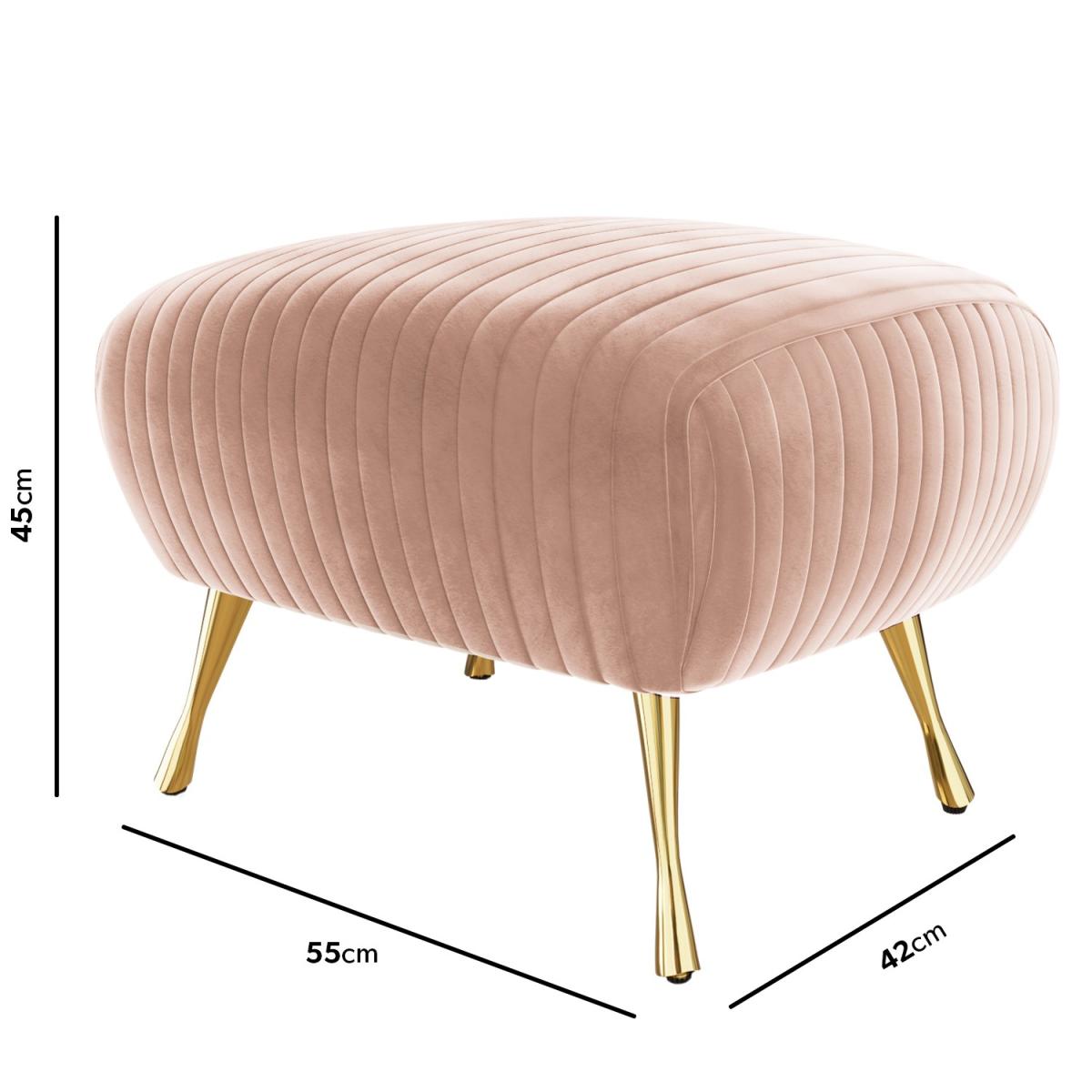 Baby Pink Velvet Pouffe Stool with Pleated Detail - Elle – image 4
