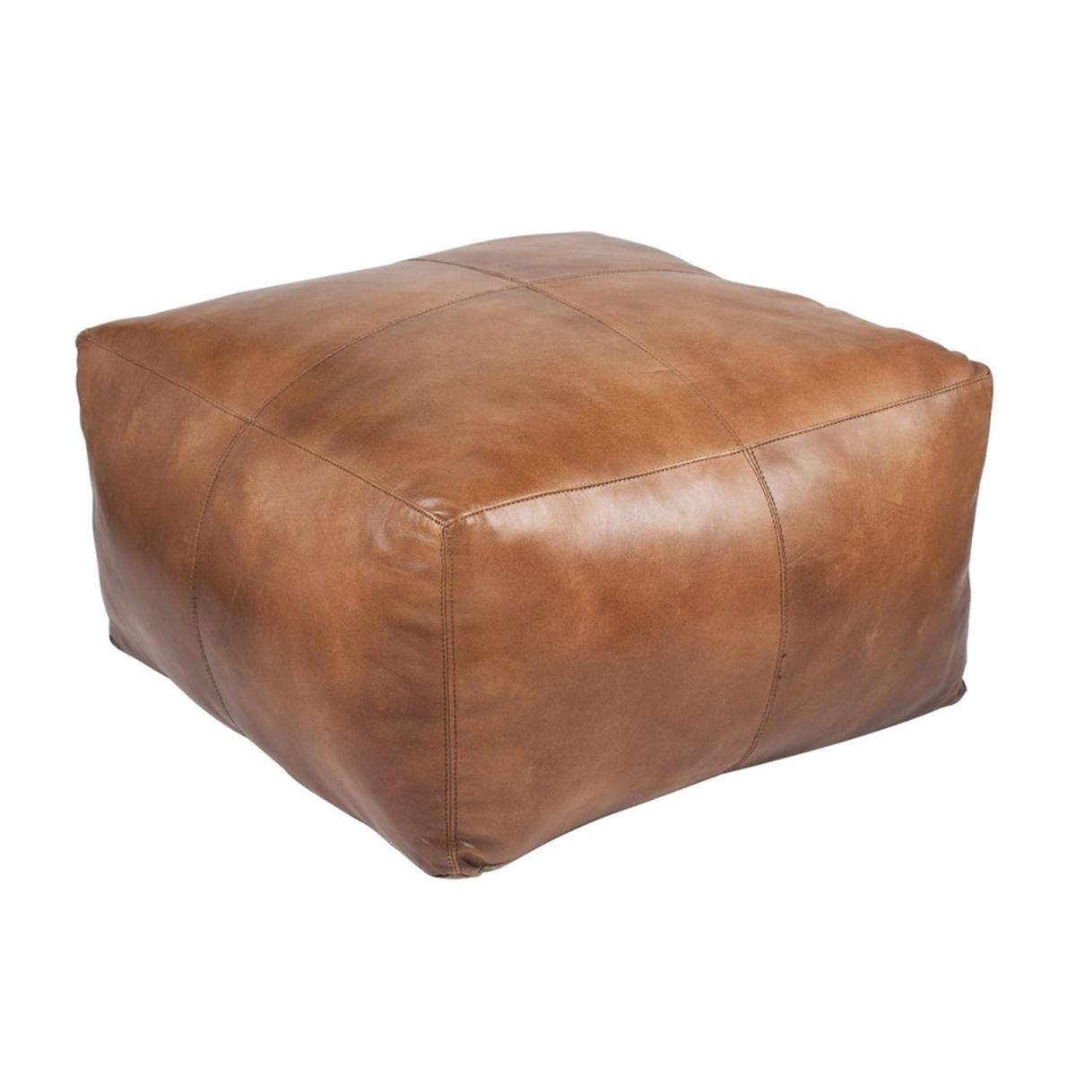 Natural Tan Leather Square Pouffe – image 2