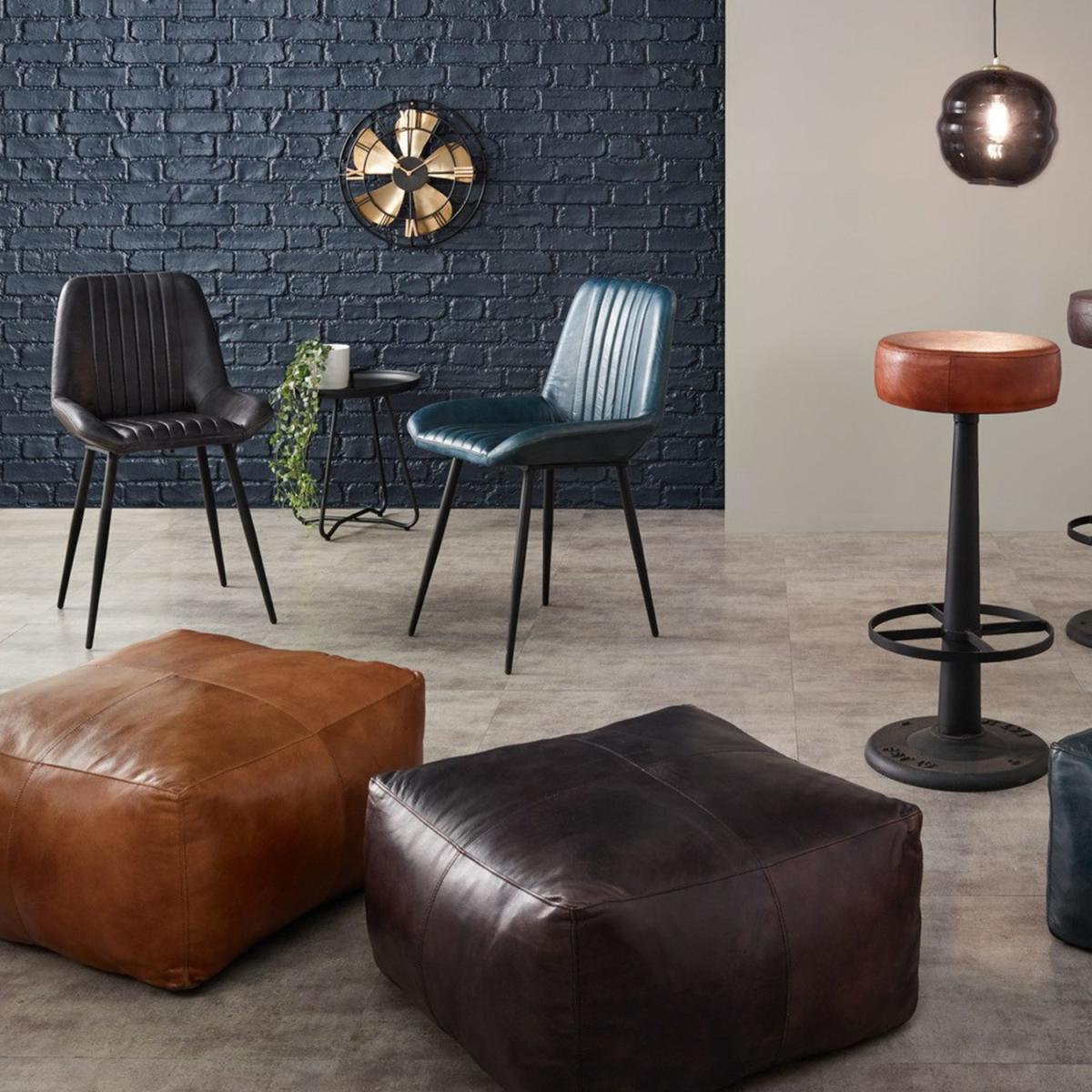 Natural Tan Leather Square Pouffe – image 3