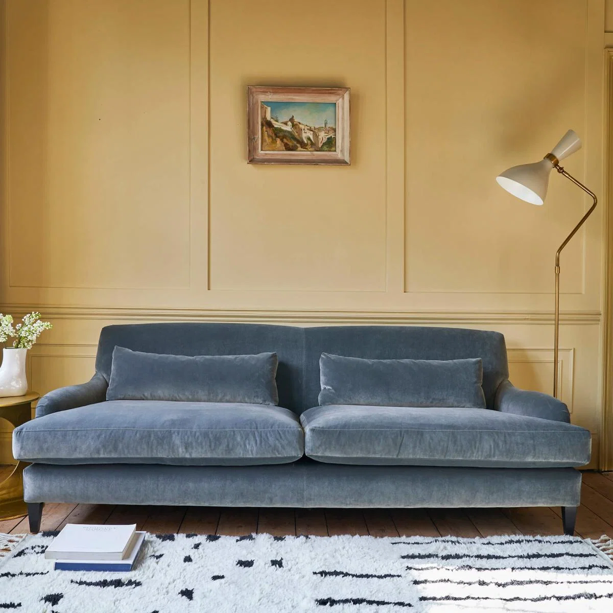 Graham and Green Campbell 2.5 Seater - Canary Stain Guarded Velvet