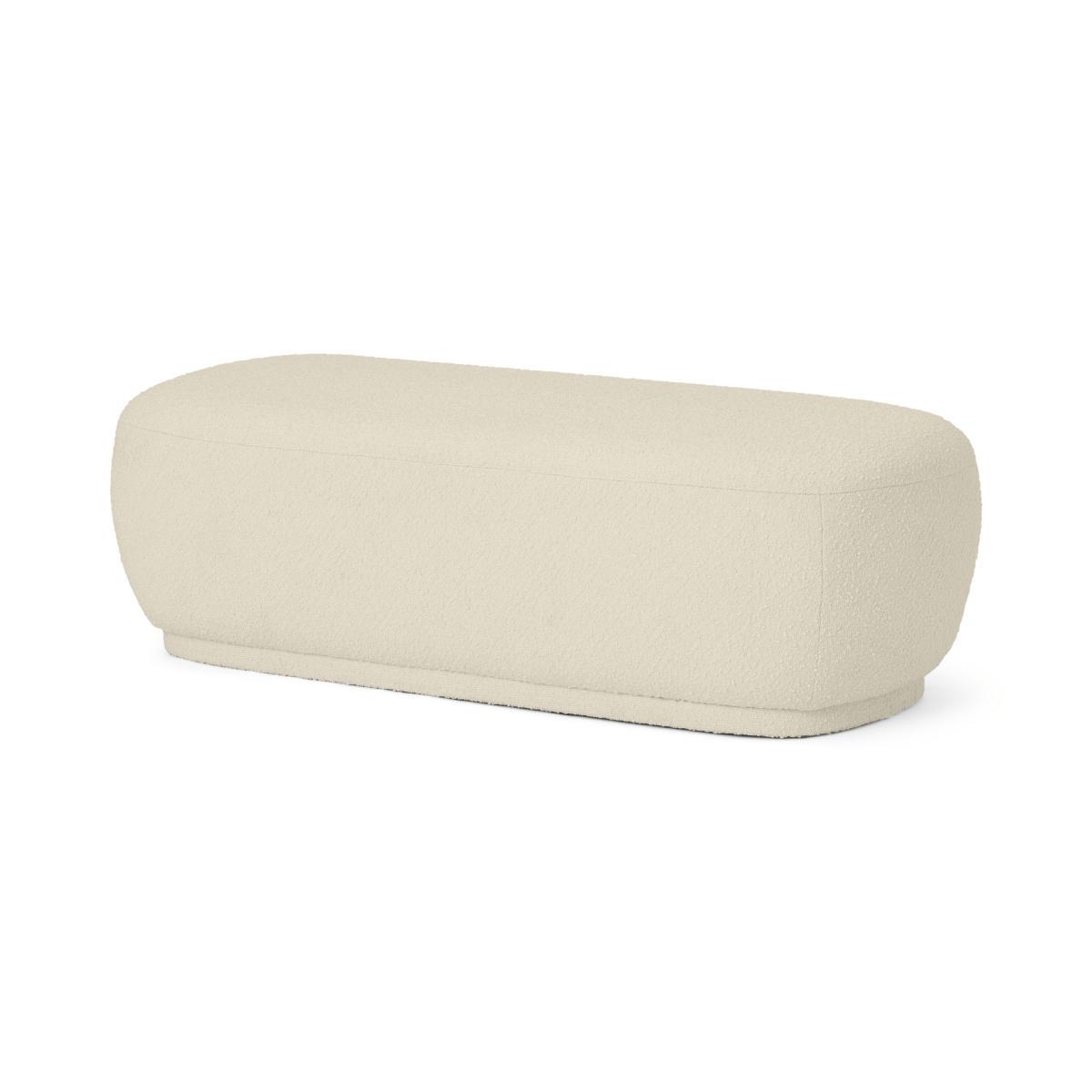 Lavinia Organic Shape Pouffe, Large, Whitewash Boucle – image 3