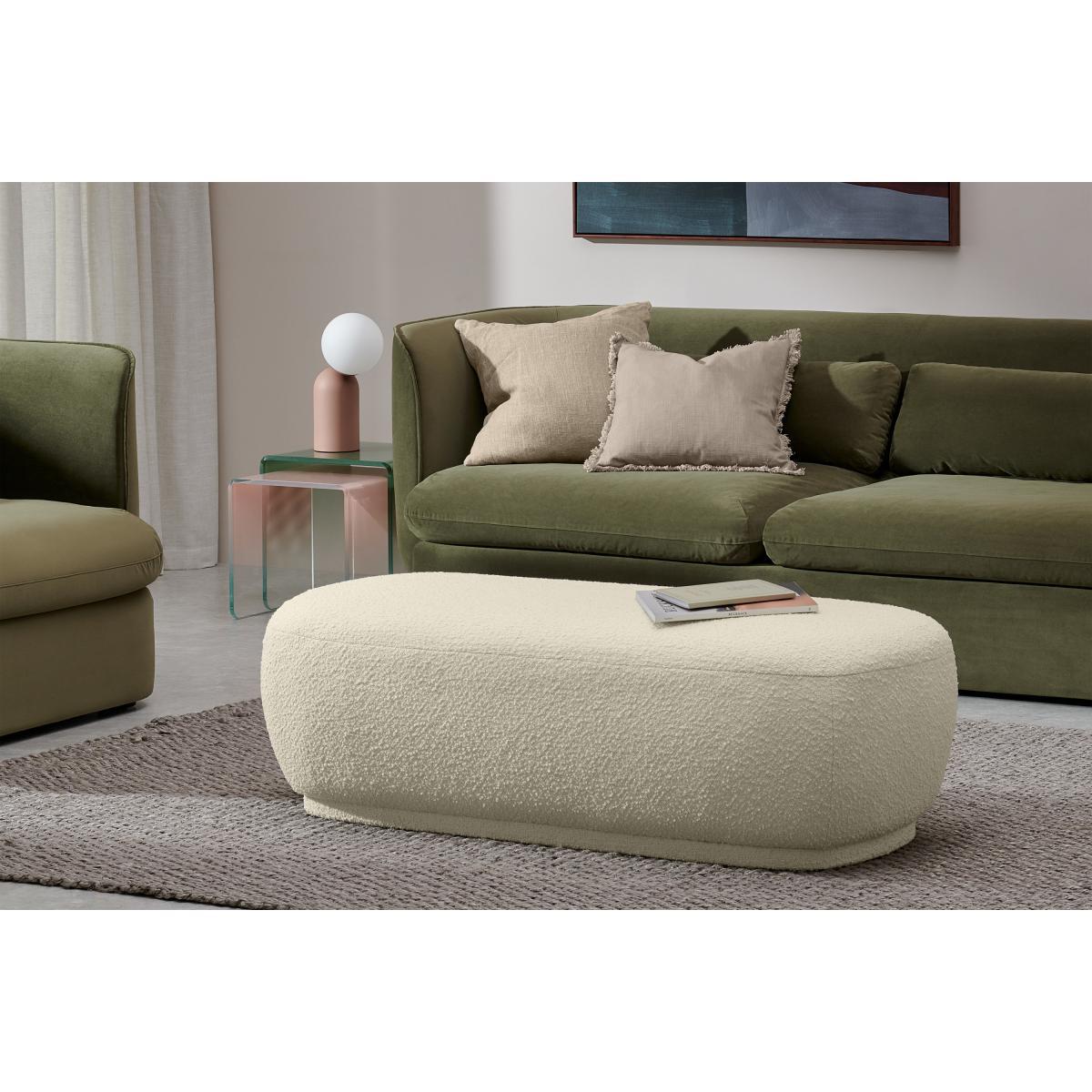 Lavinia Organic Shape Pouffe, Large, Whitewash Boucle – image 4