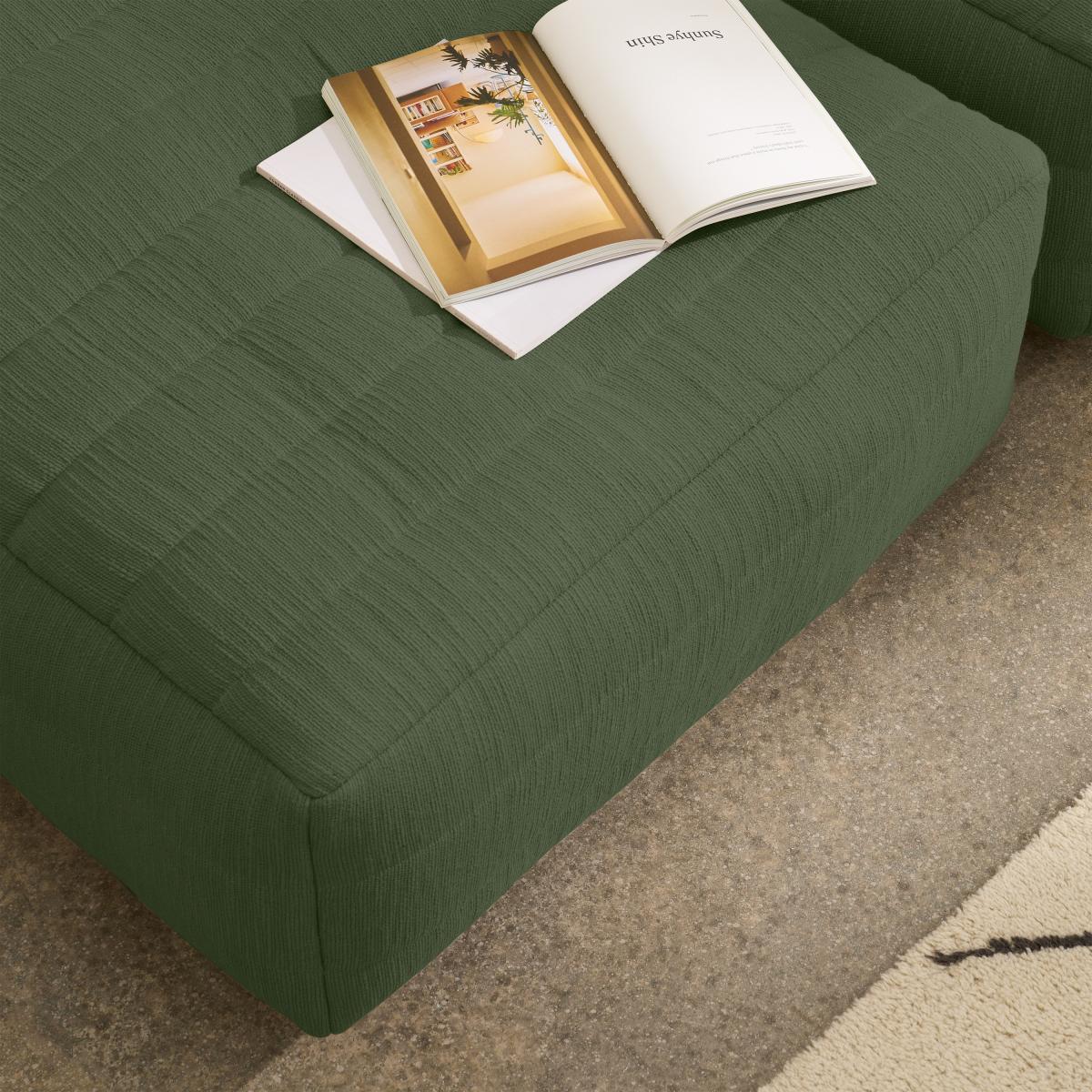 Gus Quilted Modular Floor Cushion, Olive Cotton Slub – image 5