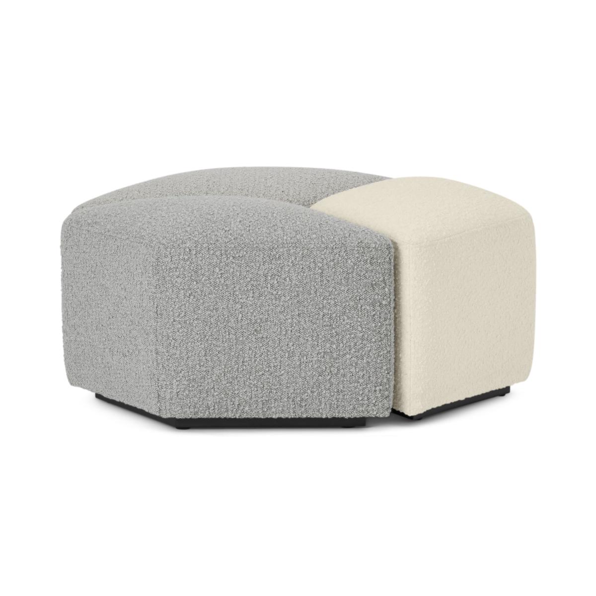 Zazie 3-Part Modular Pouffe, White, Cloud & Marl Boucle – image 2