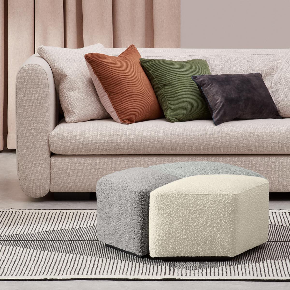 Zazie 3-Part Modular Pouffe, White, Cloud & Marl Boucle – image 11