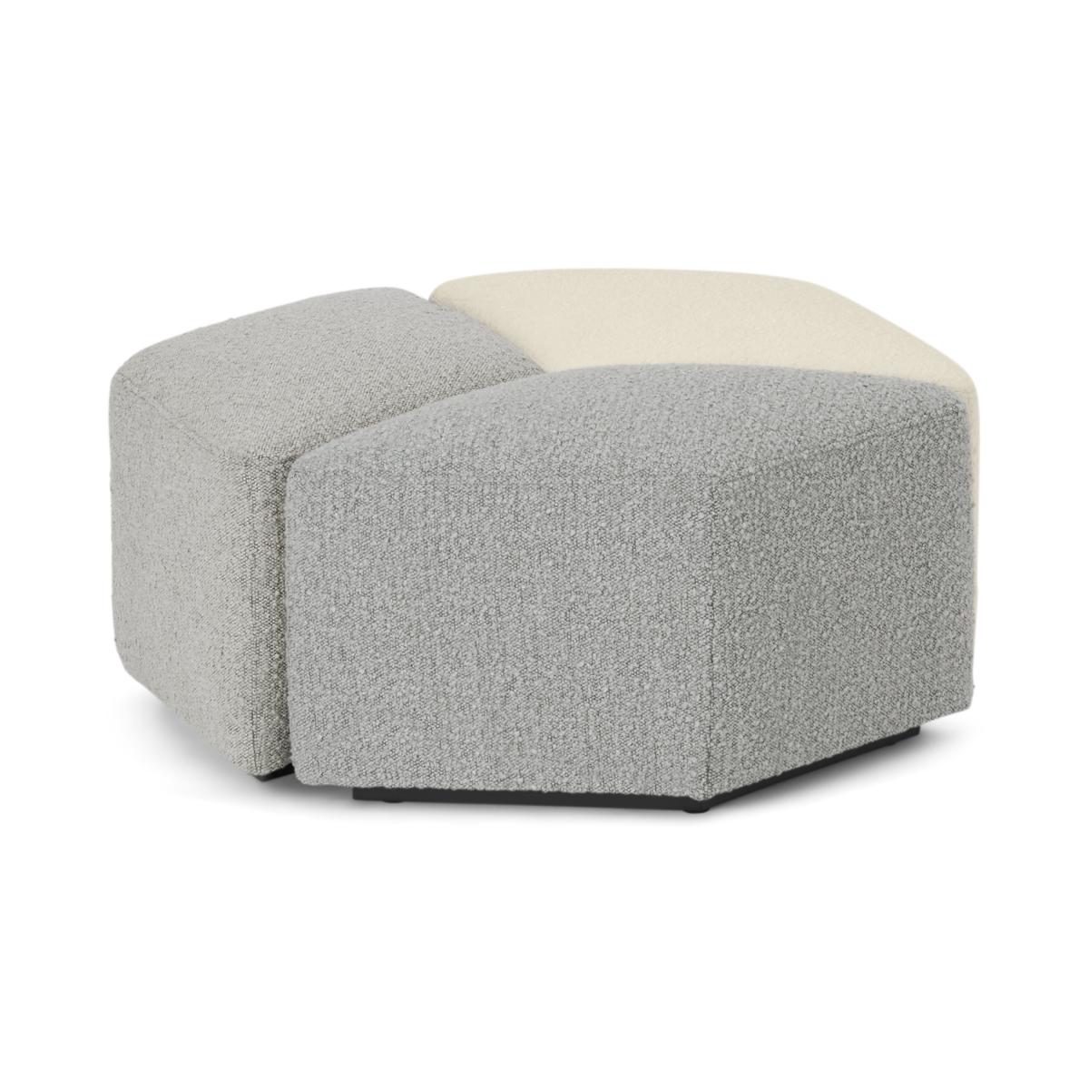 Zazie 3-Part Modular Pouffe, White, Cloud & Marl Boucle – image 3