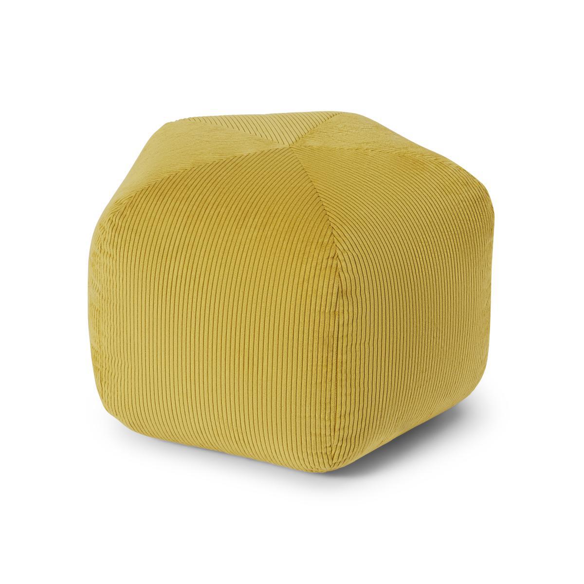 Pebble Pentagon Pouffe, Mustard Yellow Corduroy Velvet – image 2